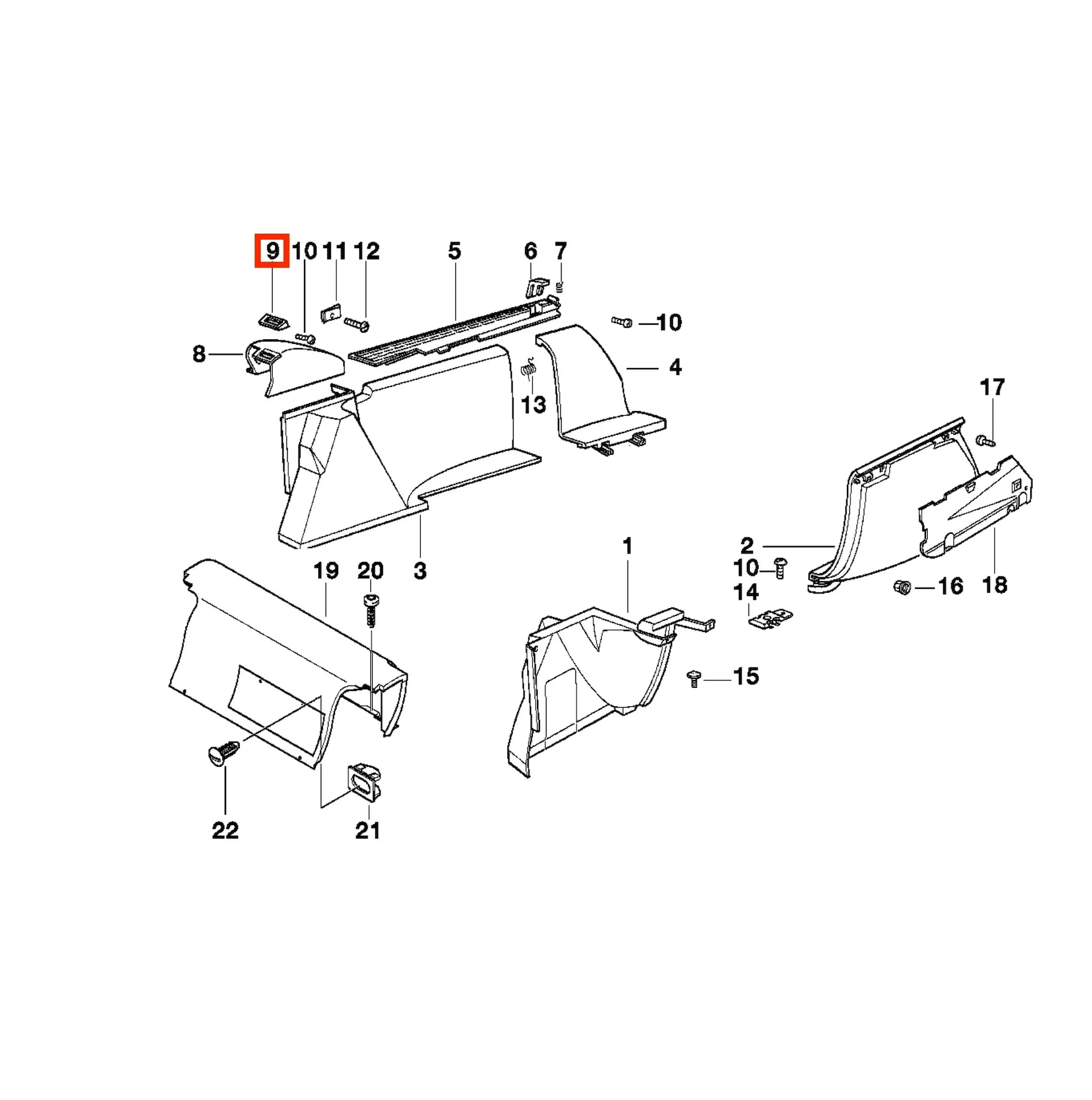 Garniture de Ceinture Arrière pour BMW E34 Touring (1991-1996) - Revvo