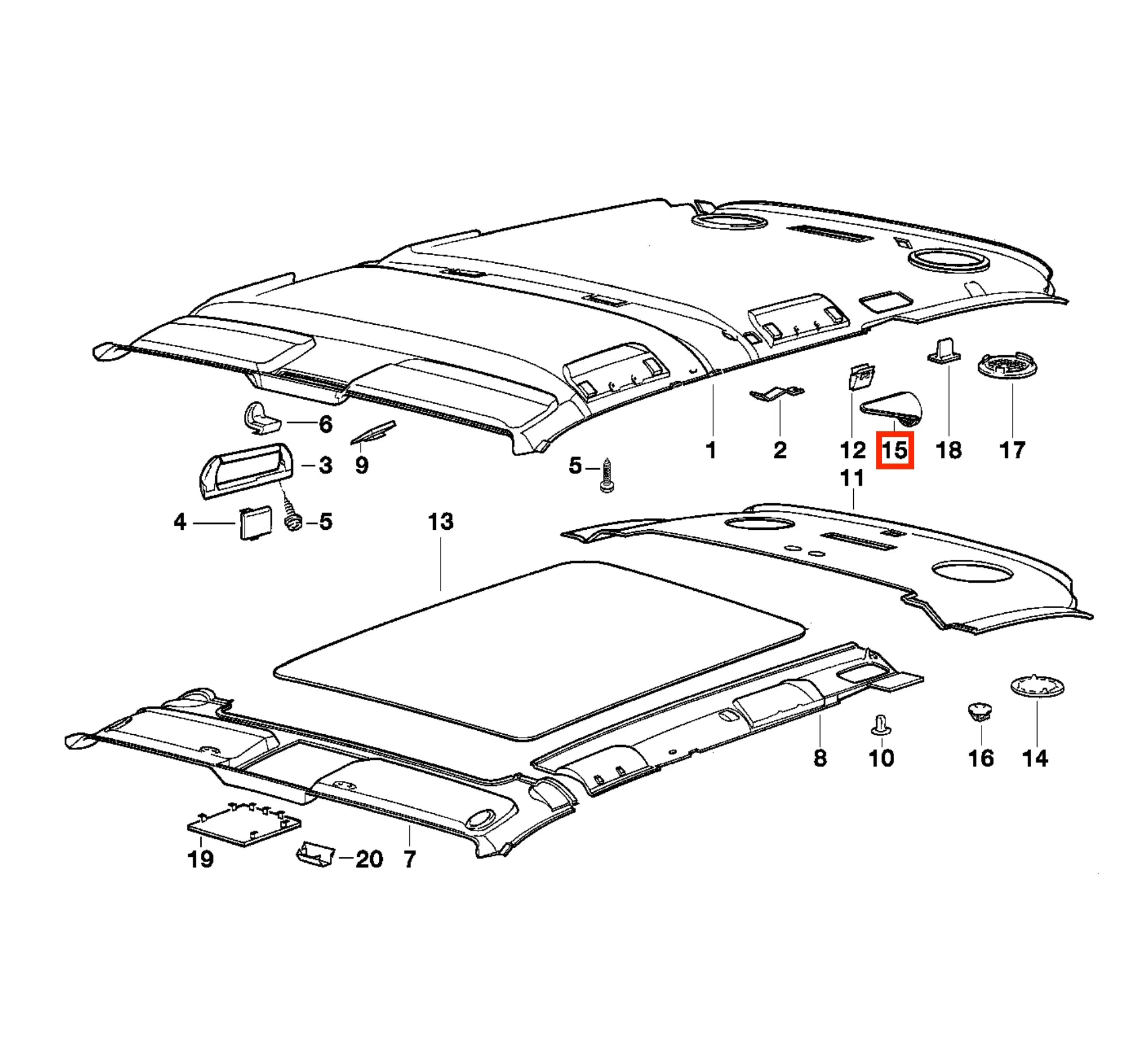 Grille Haut-Parleur de Toit pour BMW E34 Touring (1988-1996) - Revvo