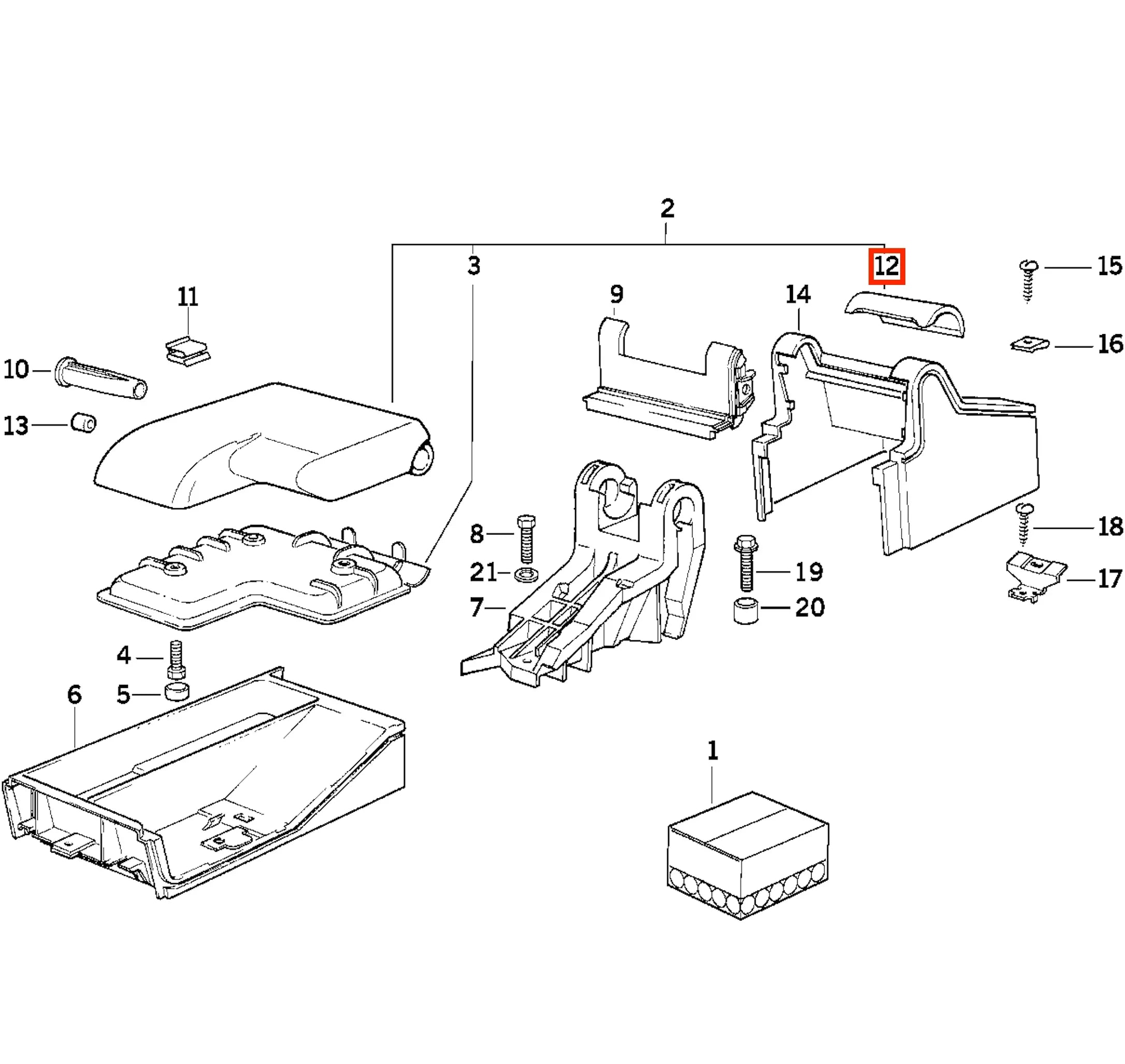 Couvercle Accoudoir Central pour BMW Série 3 E36 - Revvo