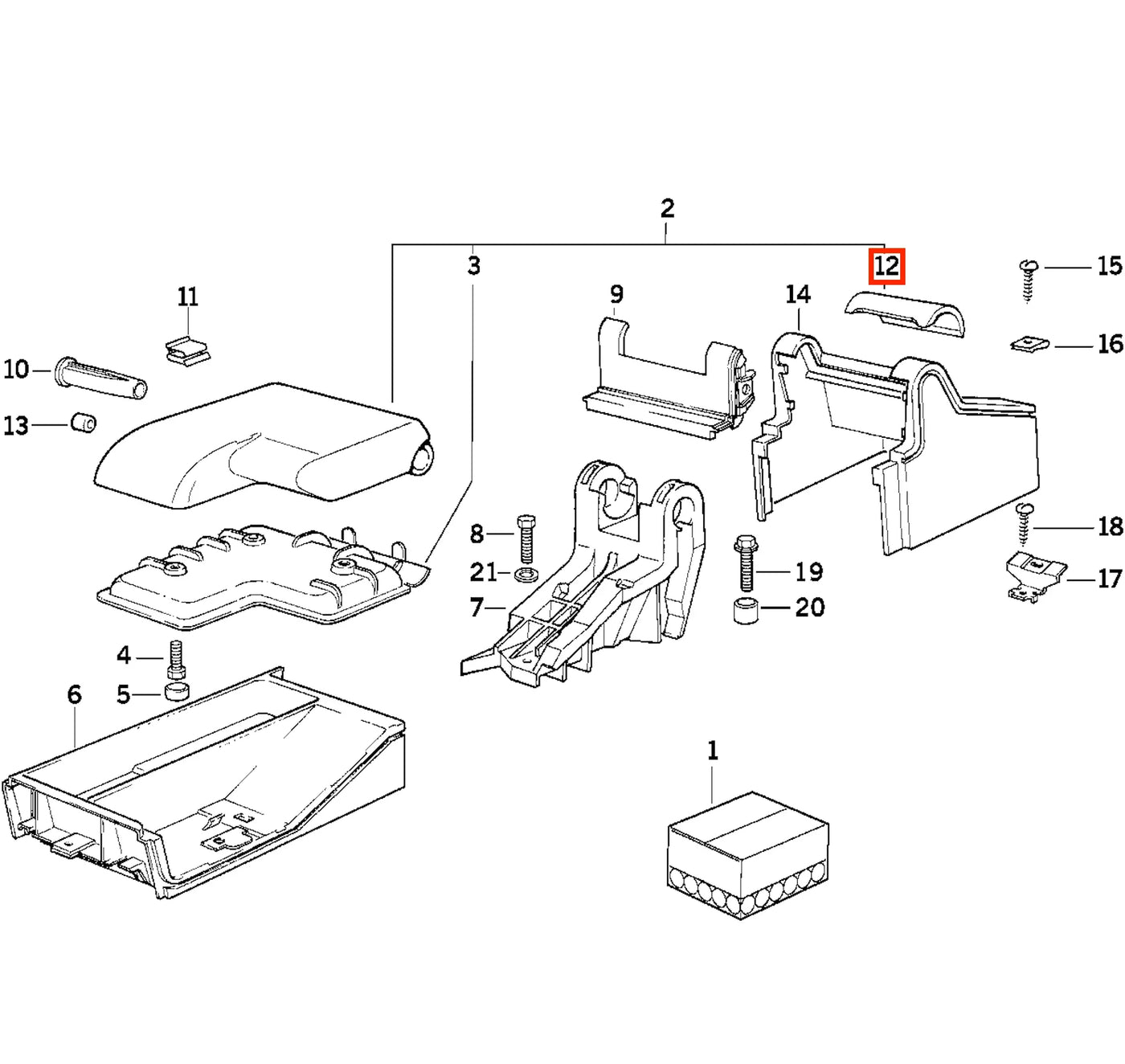 Couvercle Accoudoir Central pour BMW Série 3 E36 - Revvo