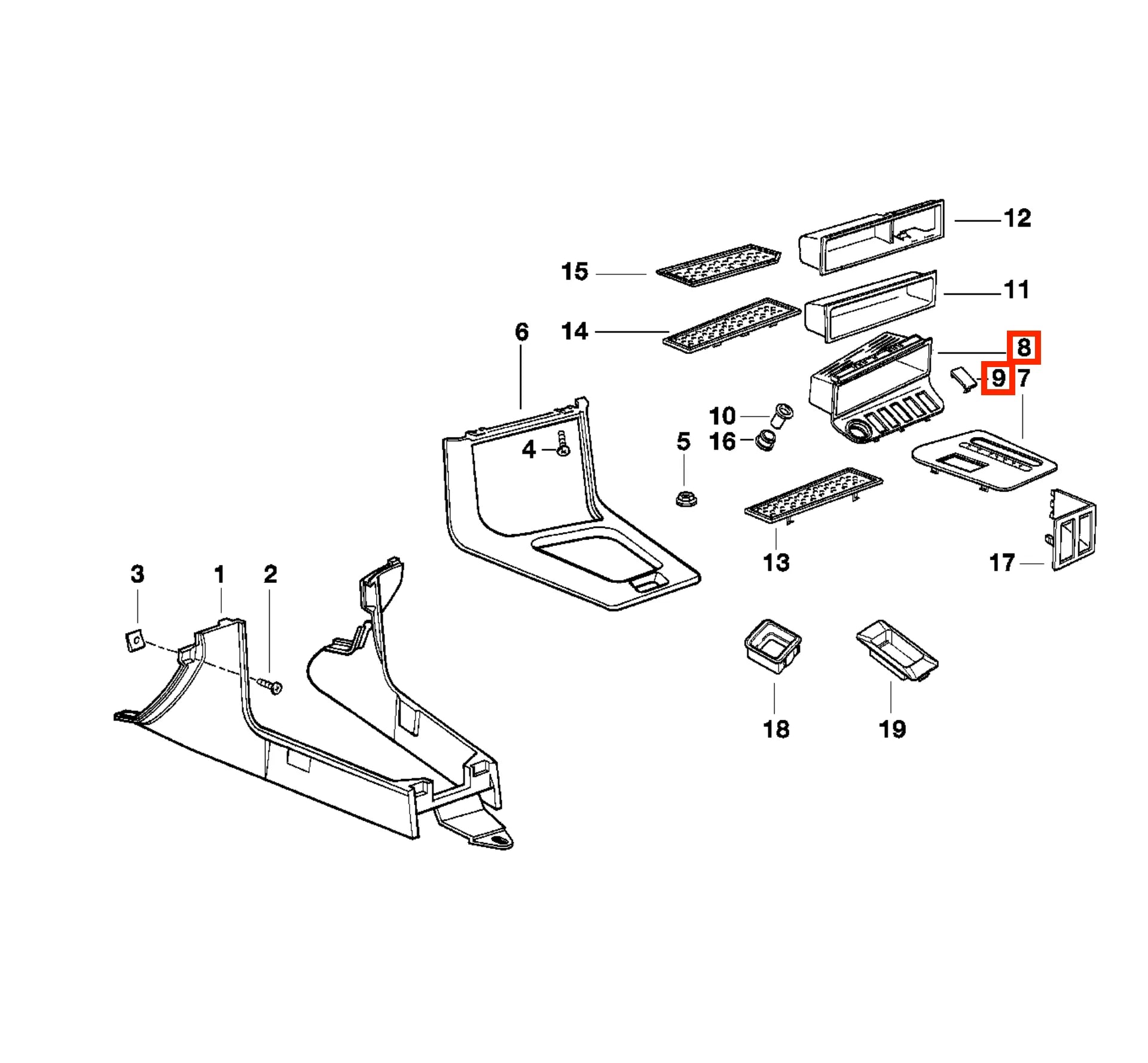 Garniture Cendrier Console Centrale pour BMW E36 Cabriolet - Revvo