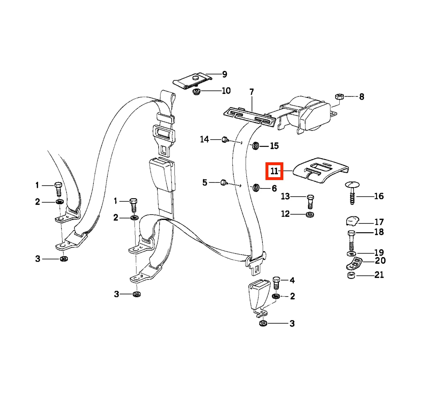 Garniture Ceinture de Sécurité Arrière pour BMW E36 Berline / Coupé - Revvo