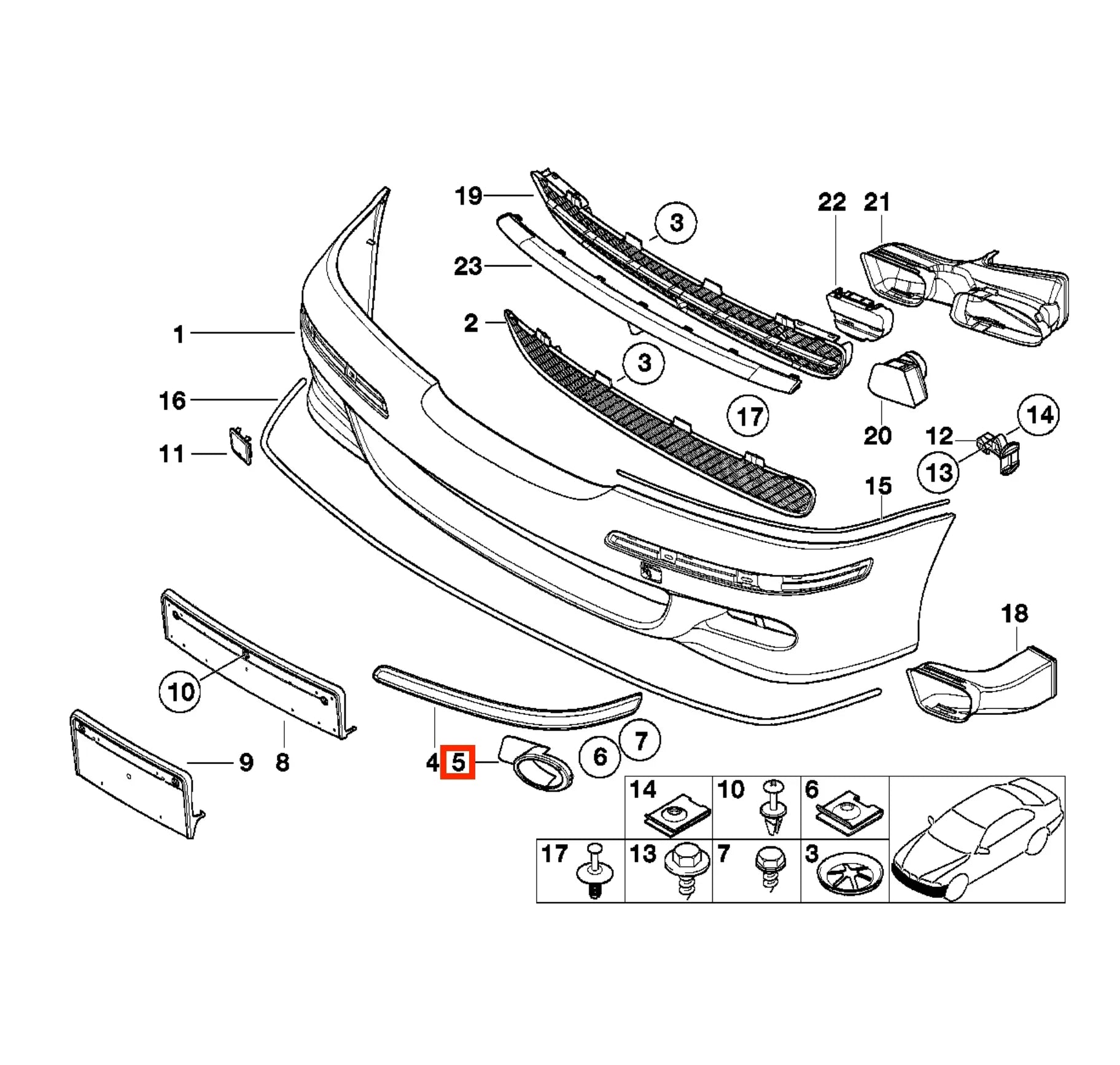 Cache Antibrouillard Avant pour BMW M5 E39 (1998-2003) - Revvo