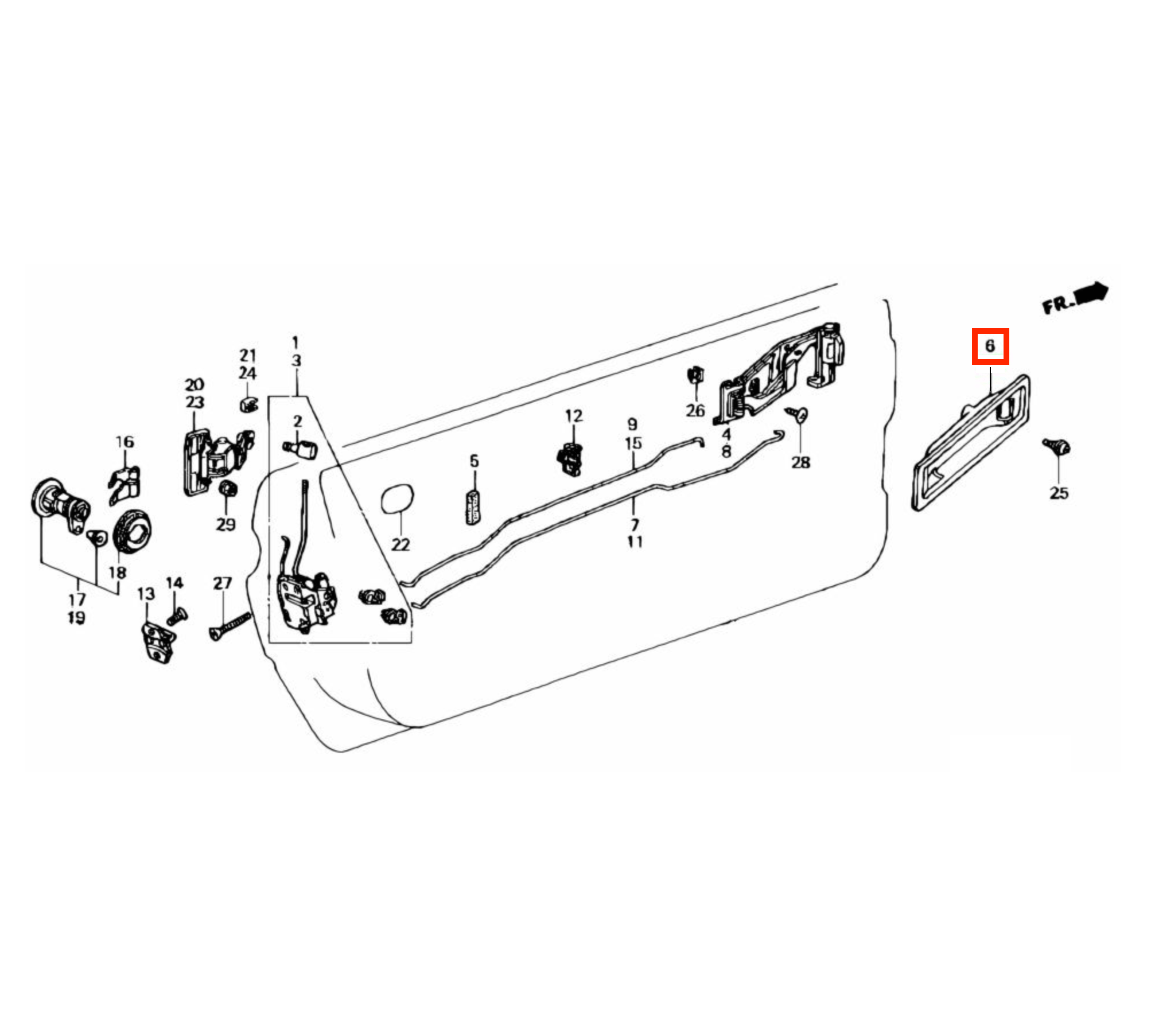 Garniture Poignée Porte Intérieure pour Honda Civic 3, CRX et Integra - Revvo