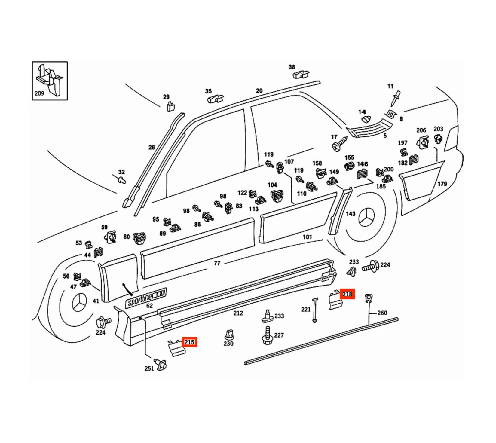 Cache Point de Levage Bas de Caisse pour Mercedes 190 W201 - Revvo