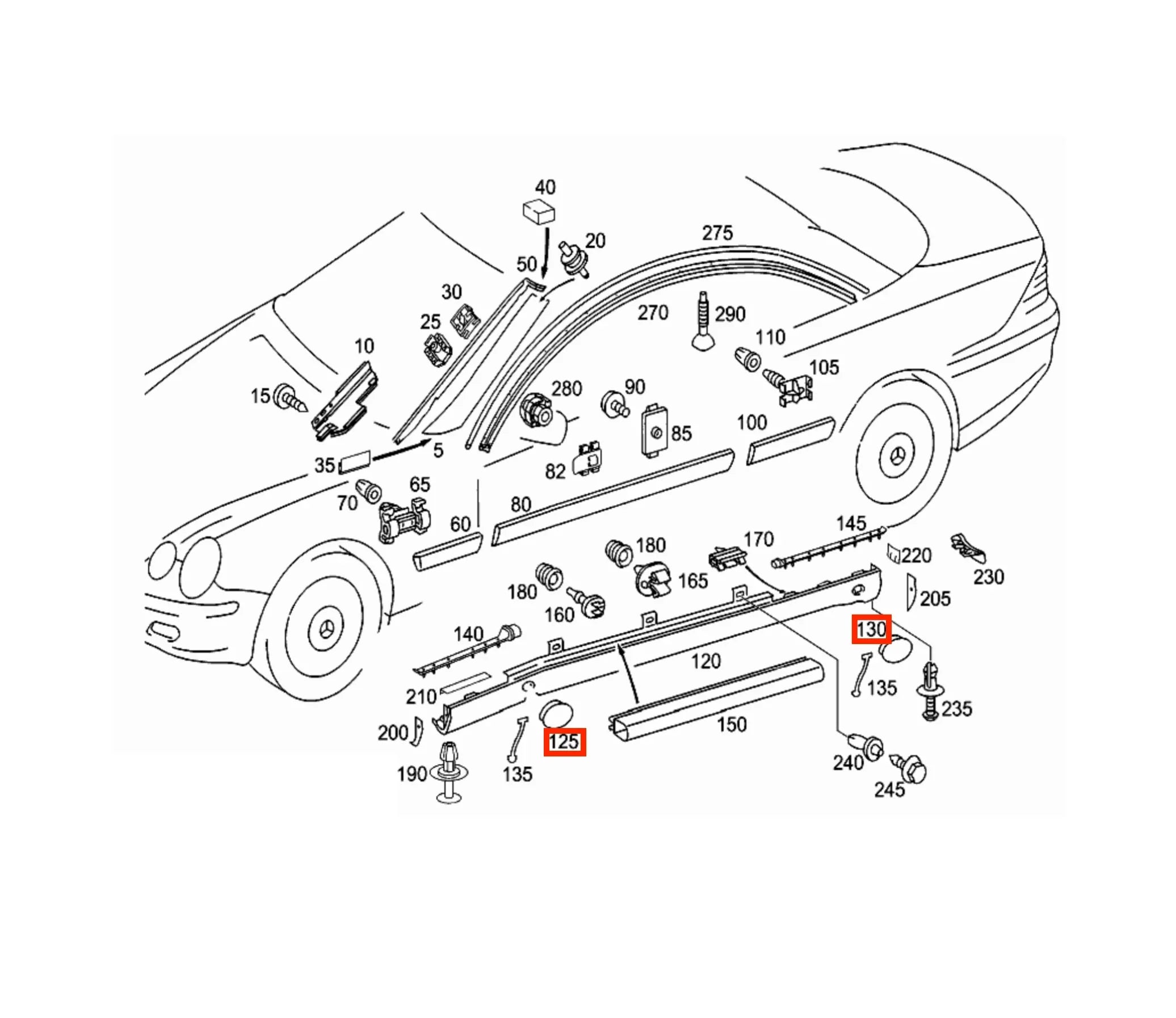 Cache Point de Levage (Cric) Bas de Caisse pour Mercedes CL C215 (1999-2006) - Revvo