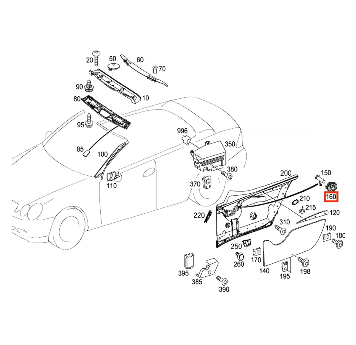 Support Déflecteur de Vent pour Mercedes CLK Cabriolet (2002-2010) - Revvo
