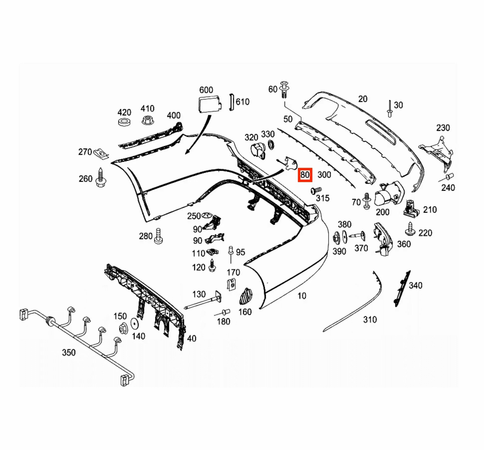 Cache Crochet Remorquage Arrière pour Mercedes CLS W218/X218 - Revvo