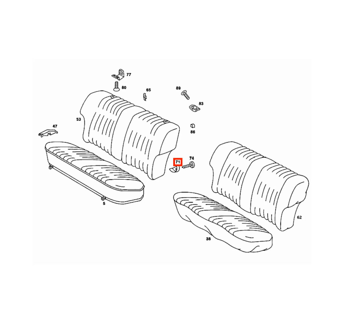 Cache Coin Dossier Banquette Arrière de Mercedes Classe E Break S123 - Revvo