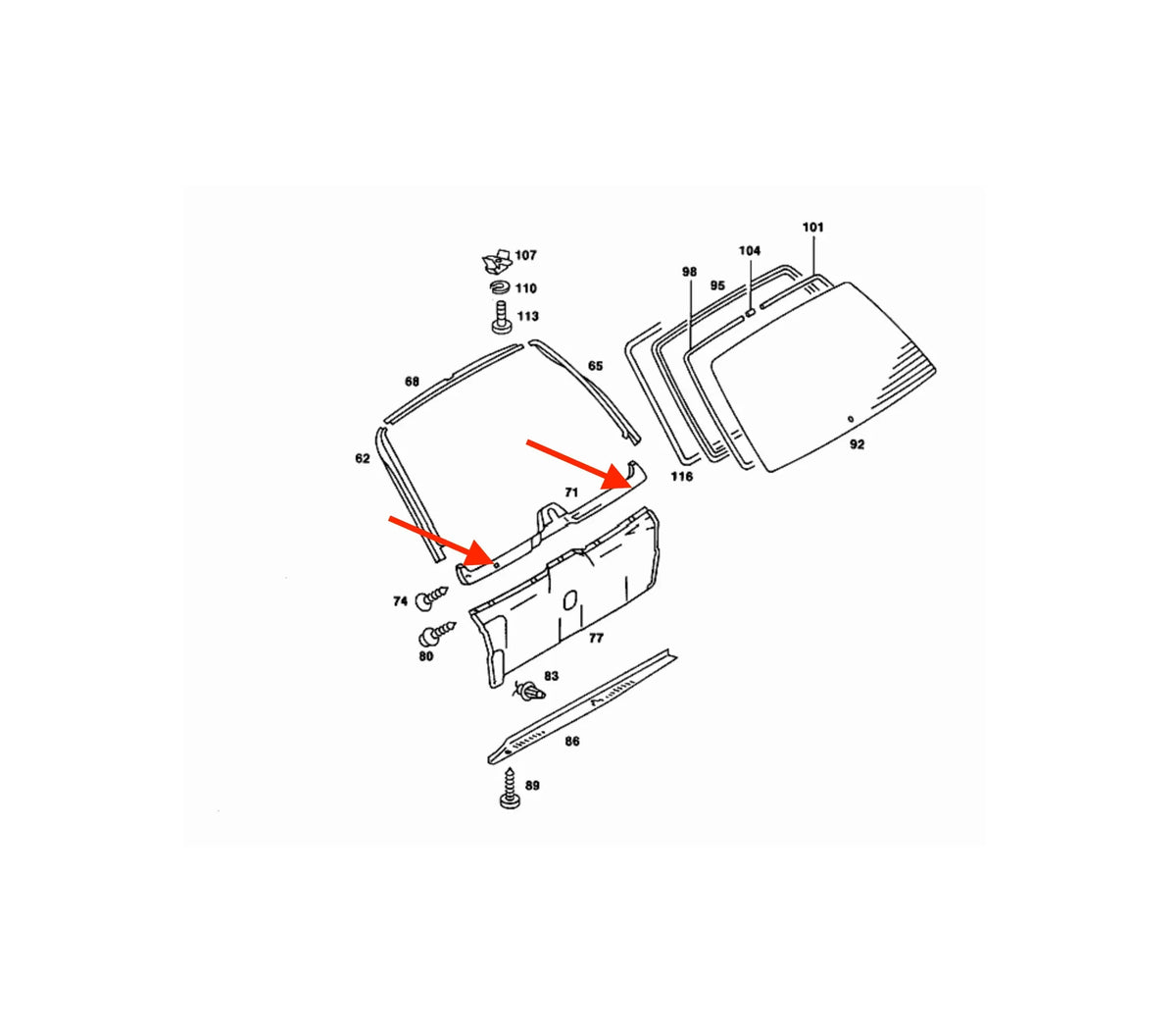 Cache Intérieur pour Porte de Coffre de Mercedes Classe E Break S123 (Lot de 2) - Revvo