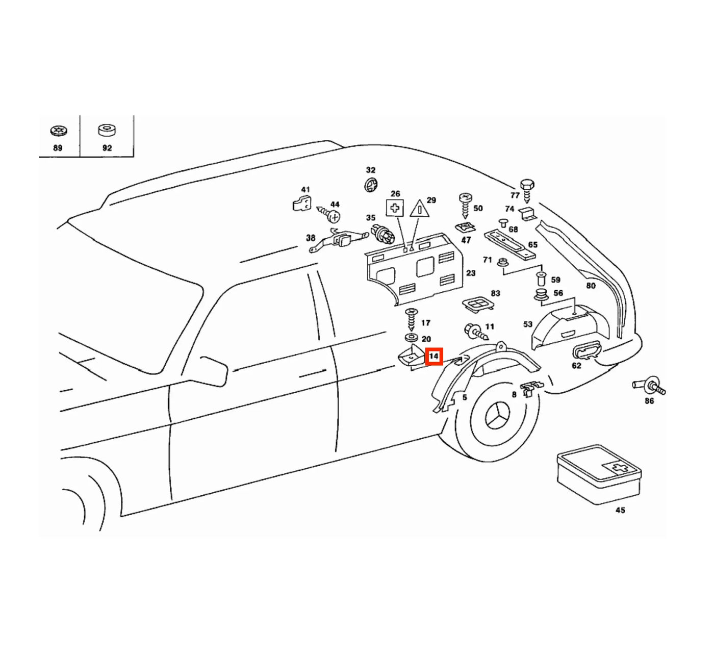 Cache Butée Banquette Arrière pour Mercedes Classe E Break S123 - Revvo