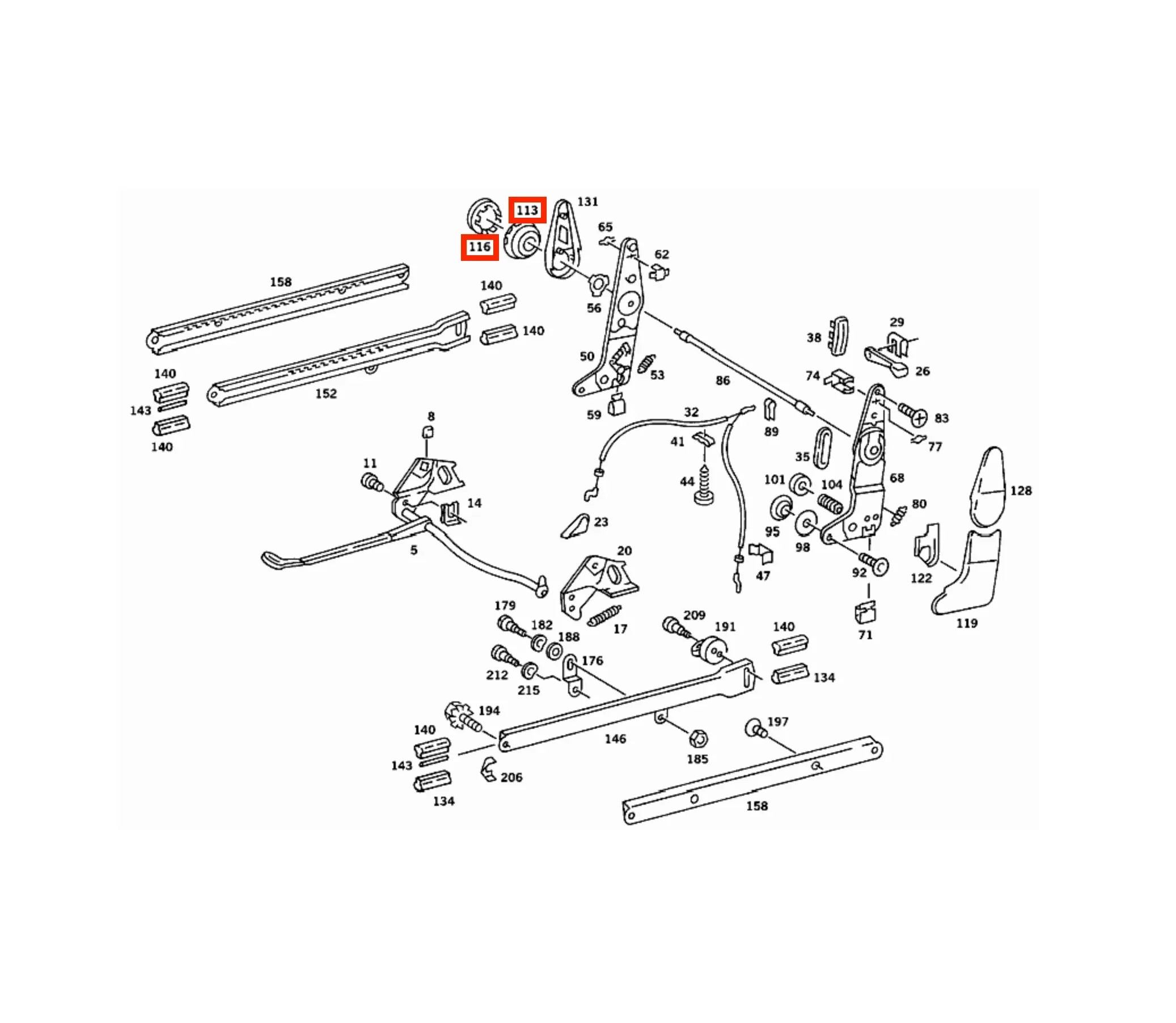 Molette Réglage Dossier de Siège pour Mercedes SL R107 / W114 / W115 / W116 - Revvo