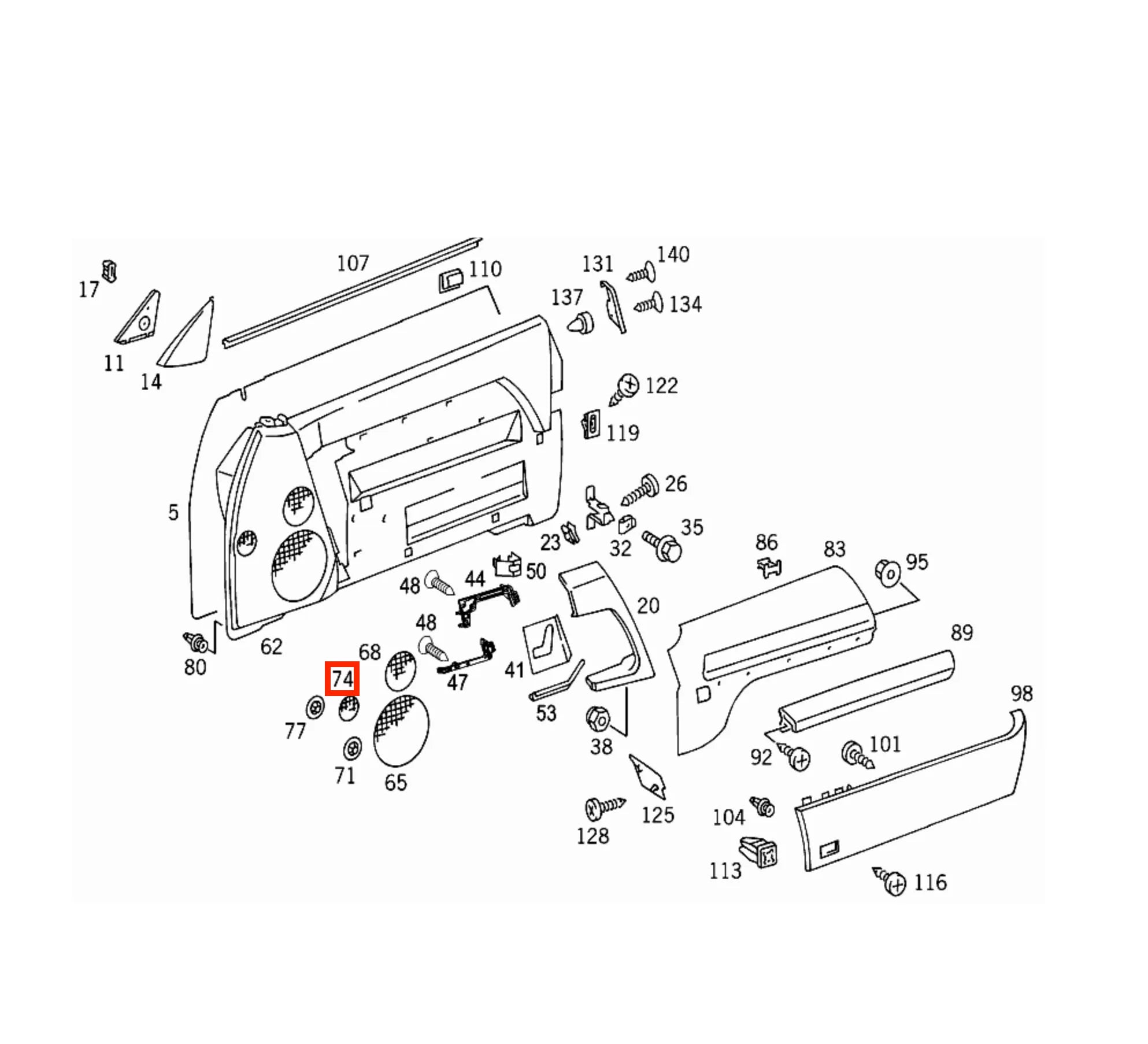 Grille Aération Porte pour Mercedes SL R129 - Revvo