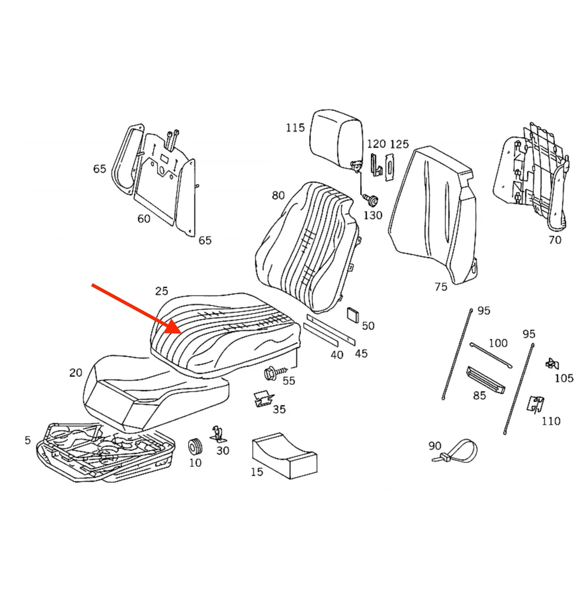 Housse Assise Siège Avant en Cuir pour Mercedes SL R129 phase 2 - Revvo