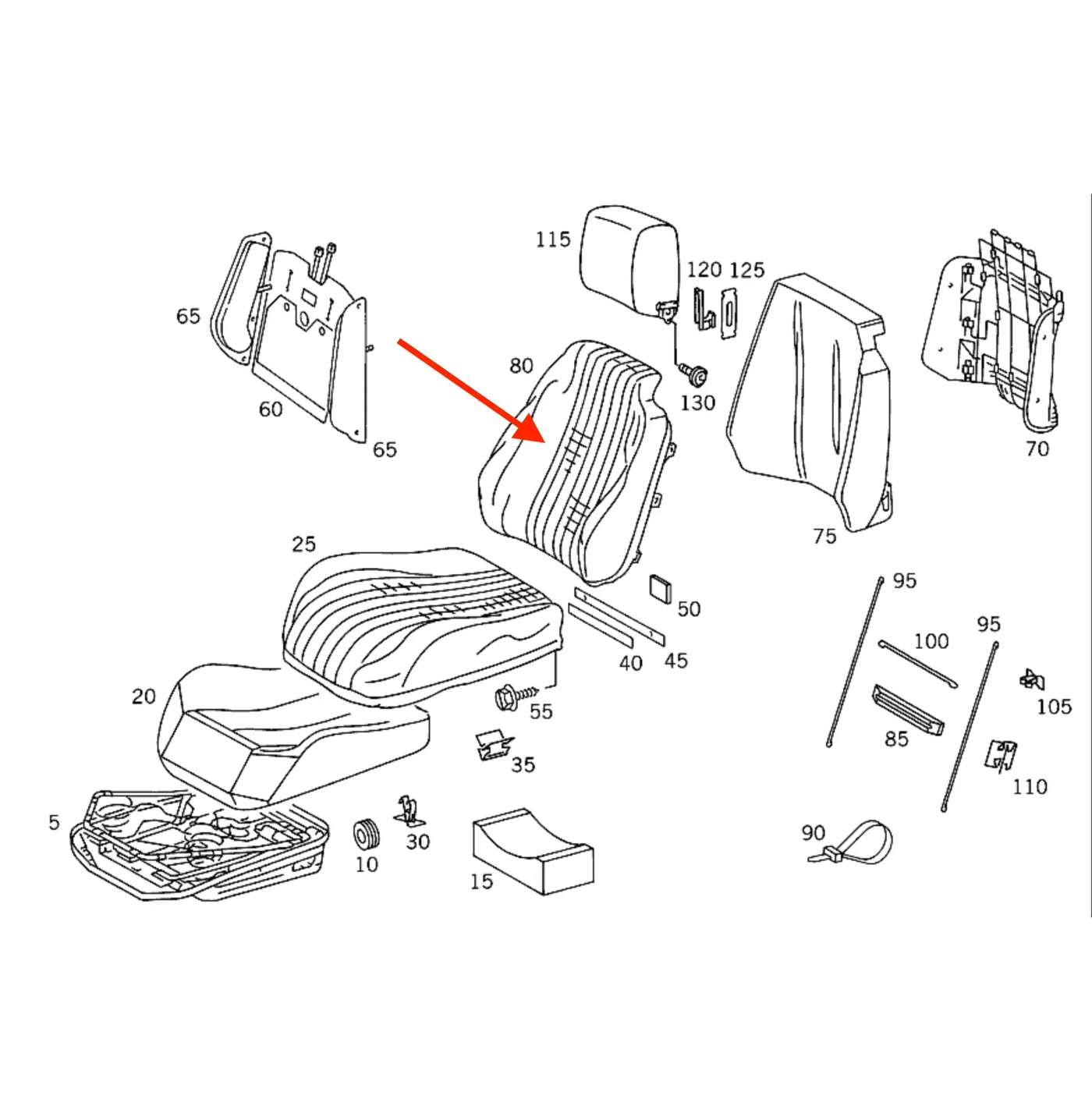 Housse de Dossier Siège Avant en Cuir pour Mercedes SL R129 phase 1 - Revvo