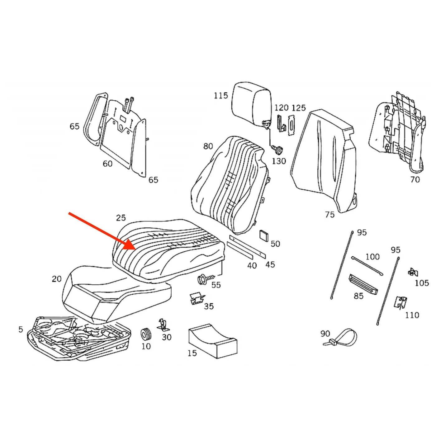 Housse Assise Siège Avant en Cuir pour Mercedes SL R129 phase 1 - Revvo