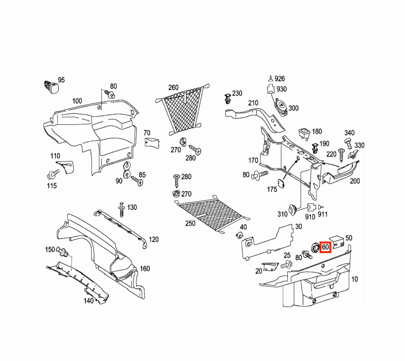 Cache Accès Hardtop pour Mercedes SL R230 (Lot de 2) - Revvo