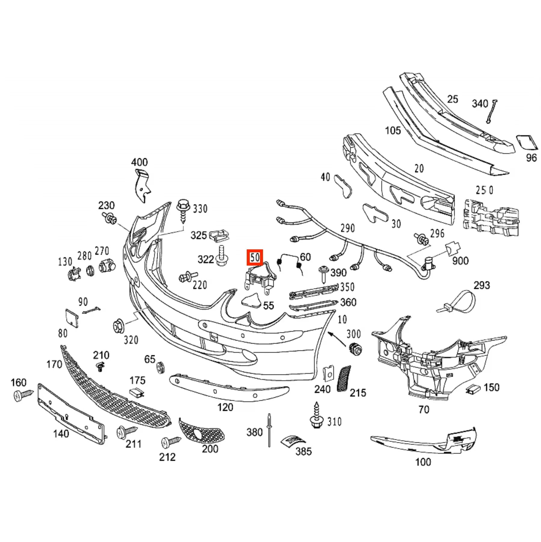 Support Cache Lave-Phares pour Mercedes SL R230 (2001-2012)
