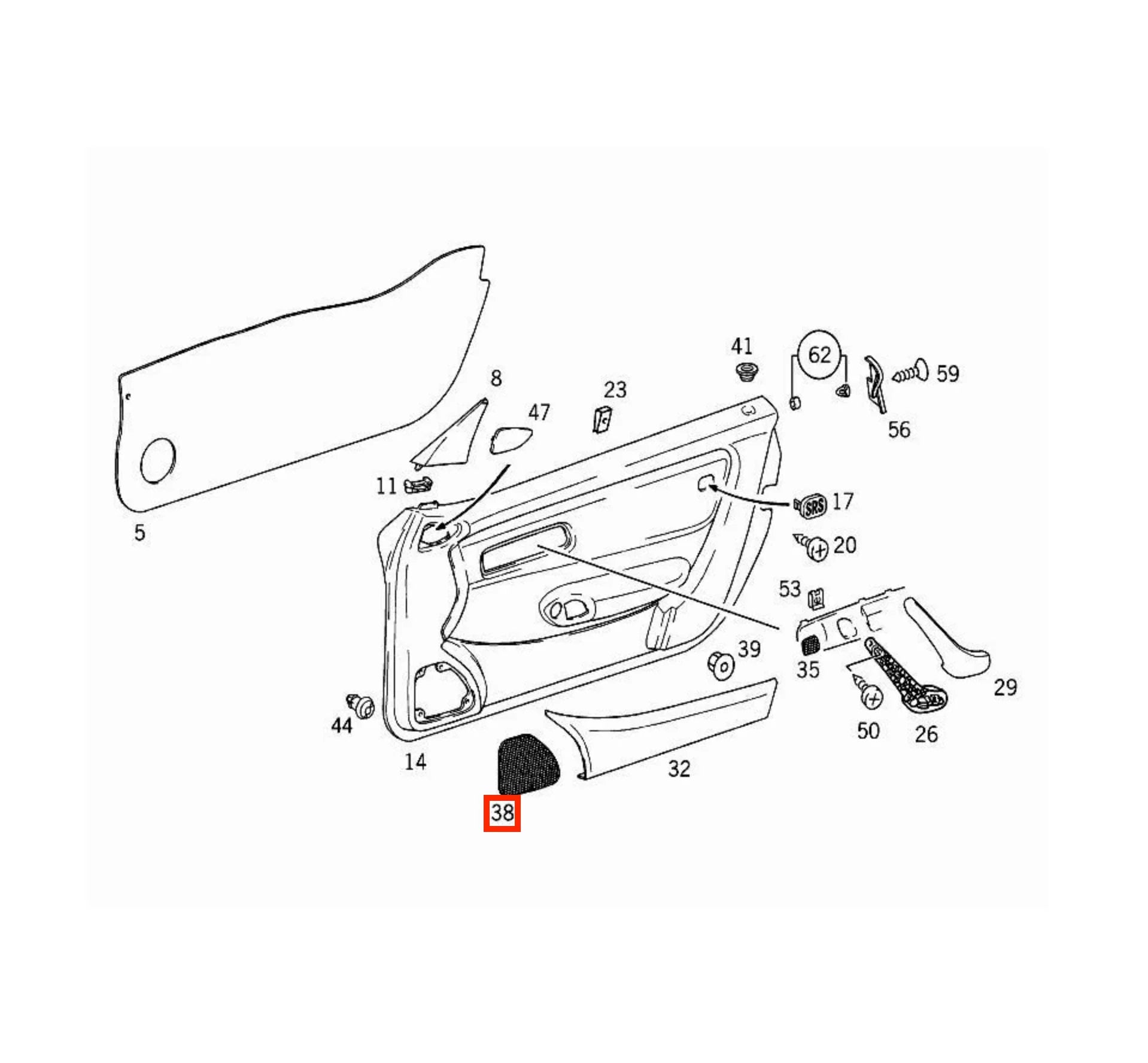 Grille Haut-Parleur de Porte pour Mercedes SLK R170 (1996-2004) - Revvo
