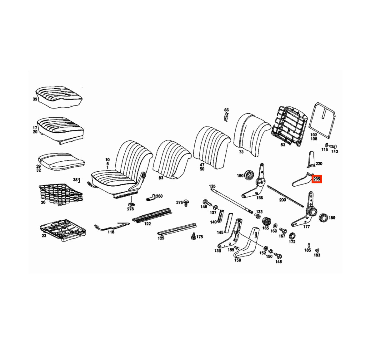 Cache Inférieur Charnière Latérale Siège Avant pour Mercedes W108/W109/W111/W114/W115 - Revvo