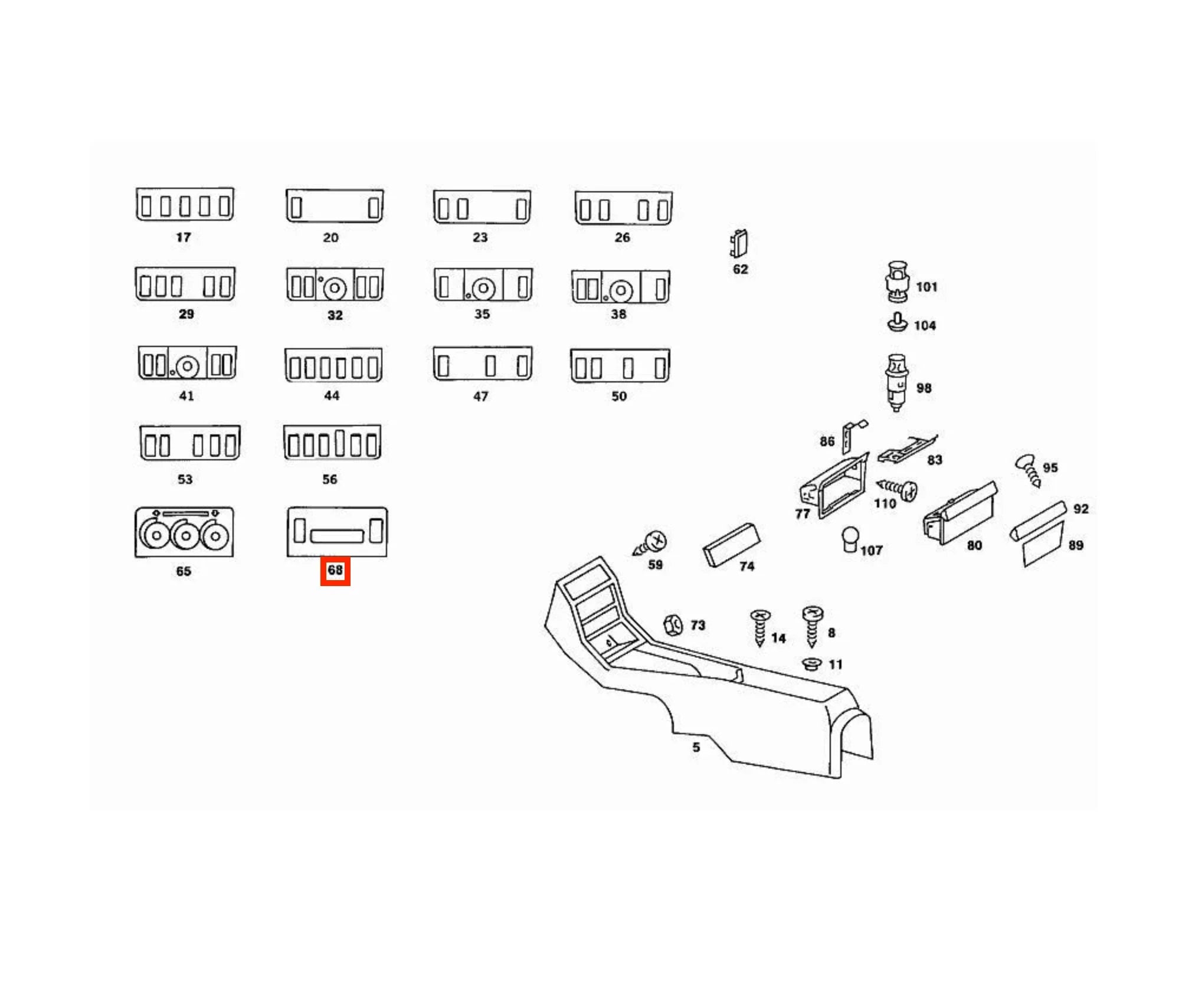 Garniture Bois Panneau Commande Climatisation pour Mercedes W123 (1976-1985) - Revvo