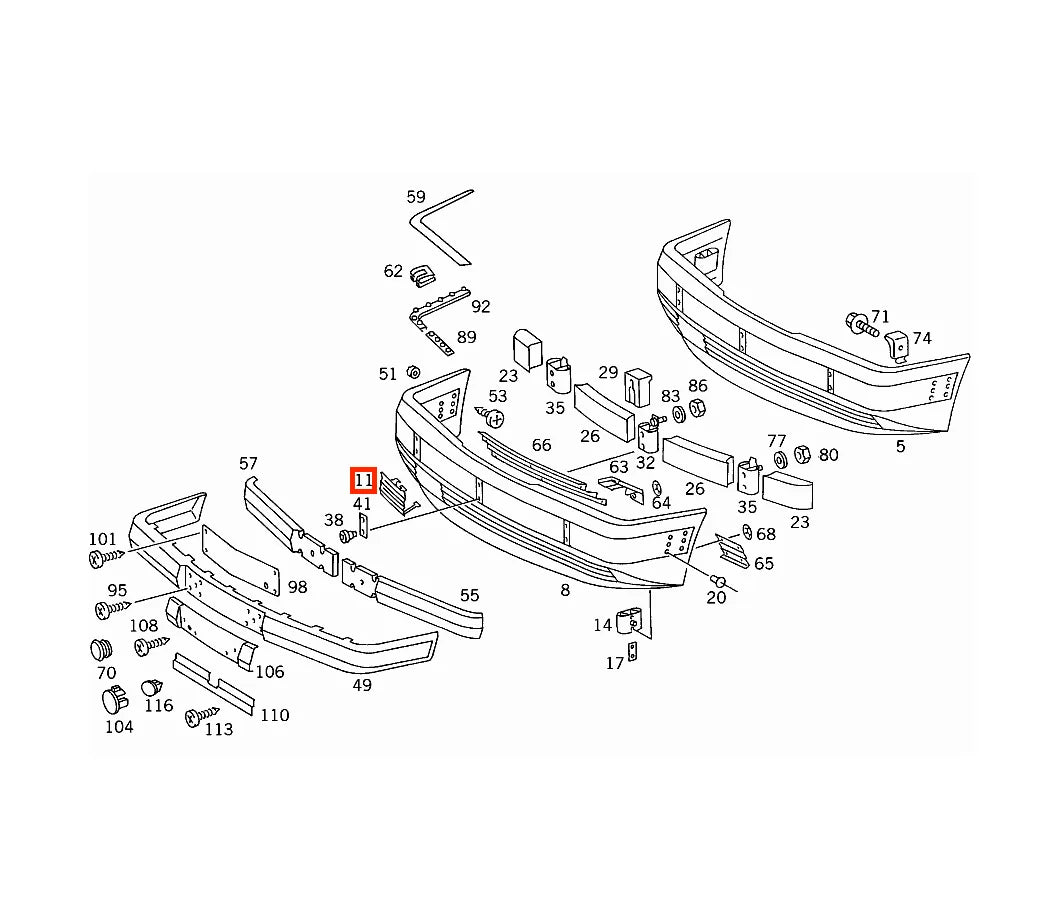 Cache Crochet de Remorquage Avant pour Mercedes Classe E W124 (1984-1997) - Revvo