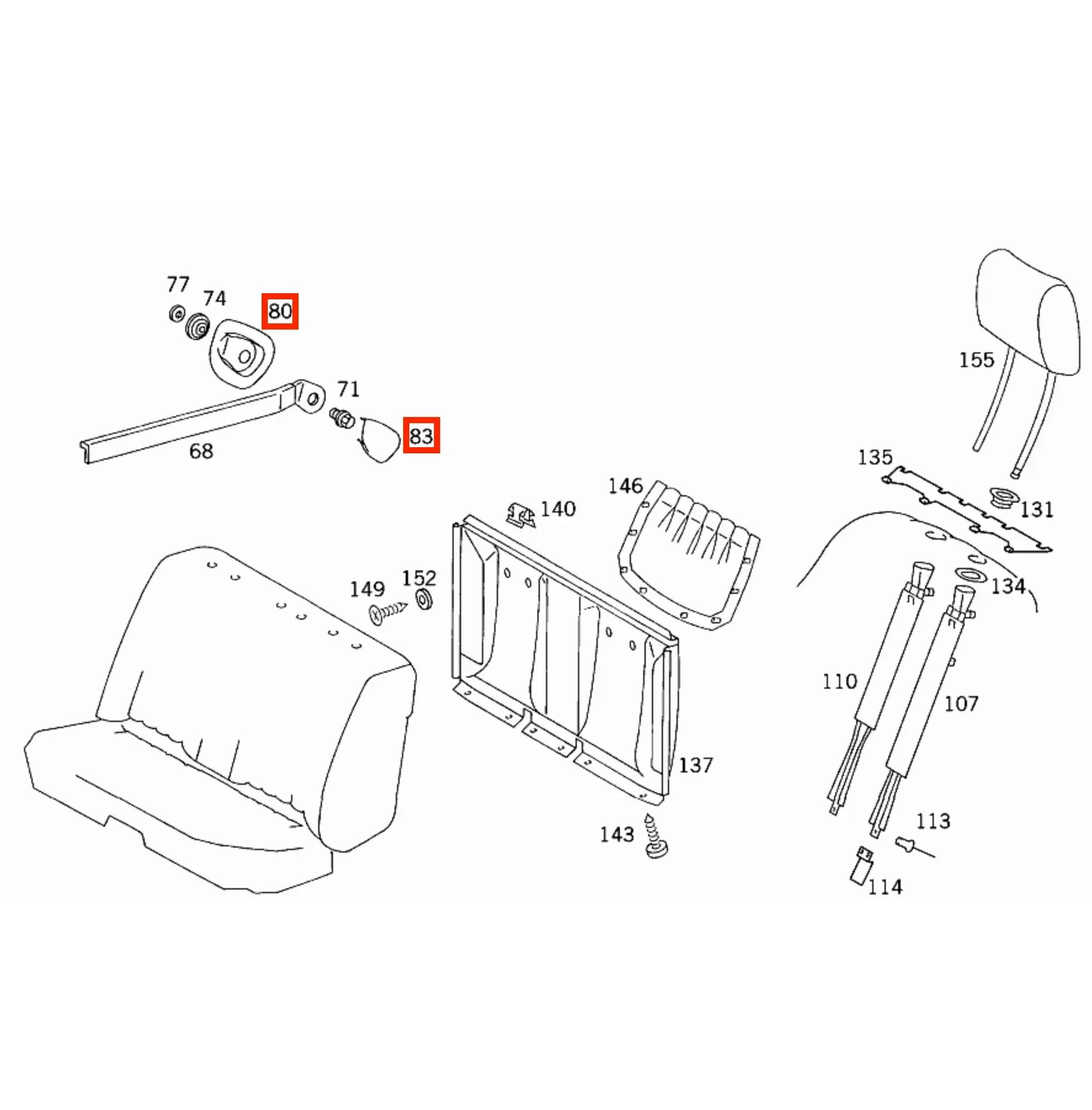 Cache Rail Guidage Ceinture pour Mercedes Classe E W124 & Classe S W126 - Revvo