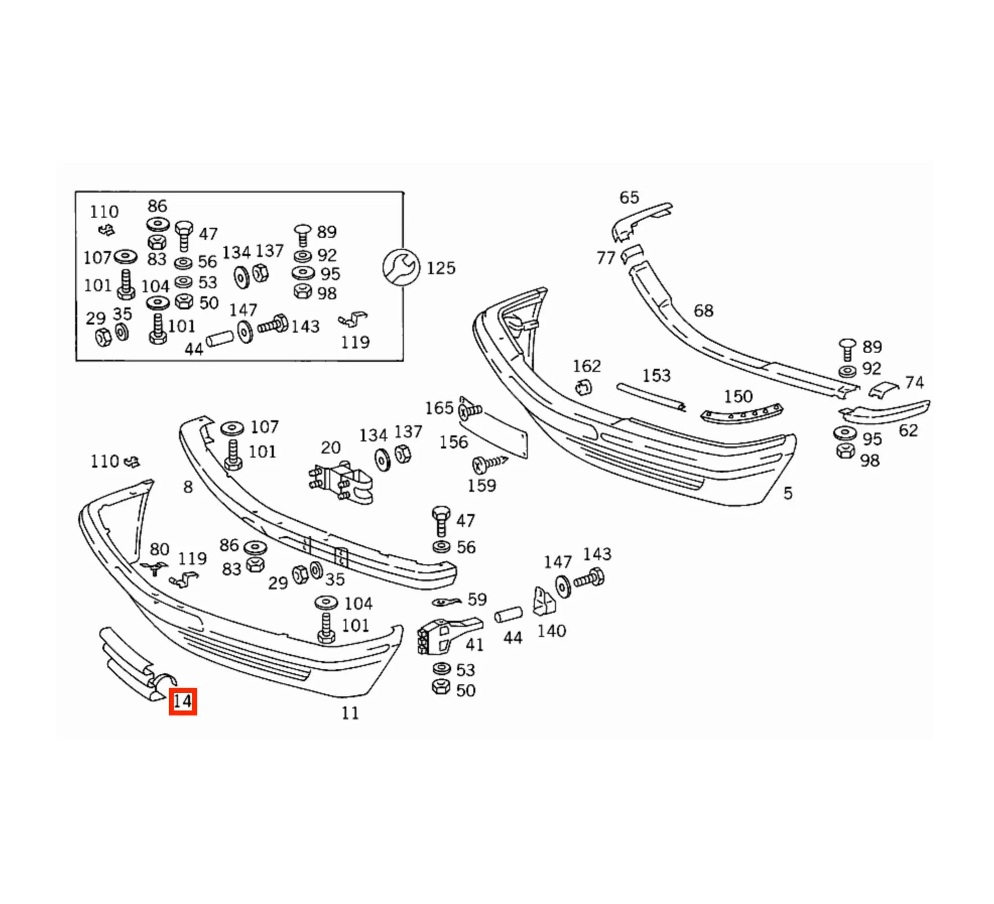 Cache Crochet Remorquage Avant pour Mercedes Classe S W126 / SEC S126 (1979-1991) - Revvo