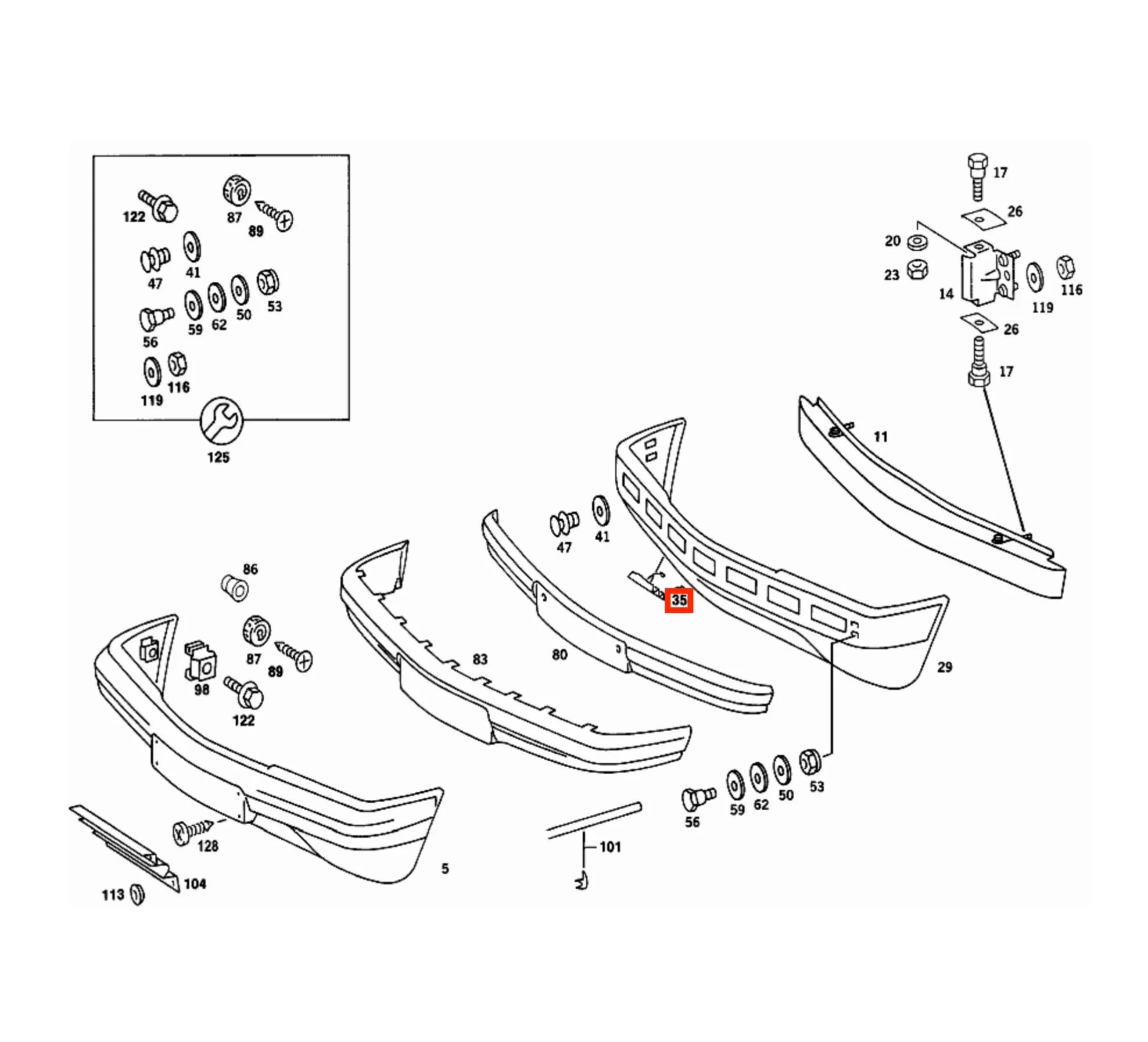 Cache Crochet de Remorquage Avant pour Mercedes 190 W201 (1982-1993) - Revvo