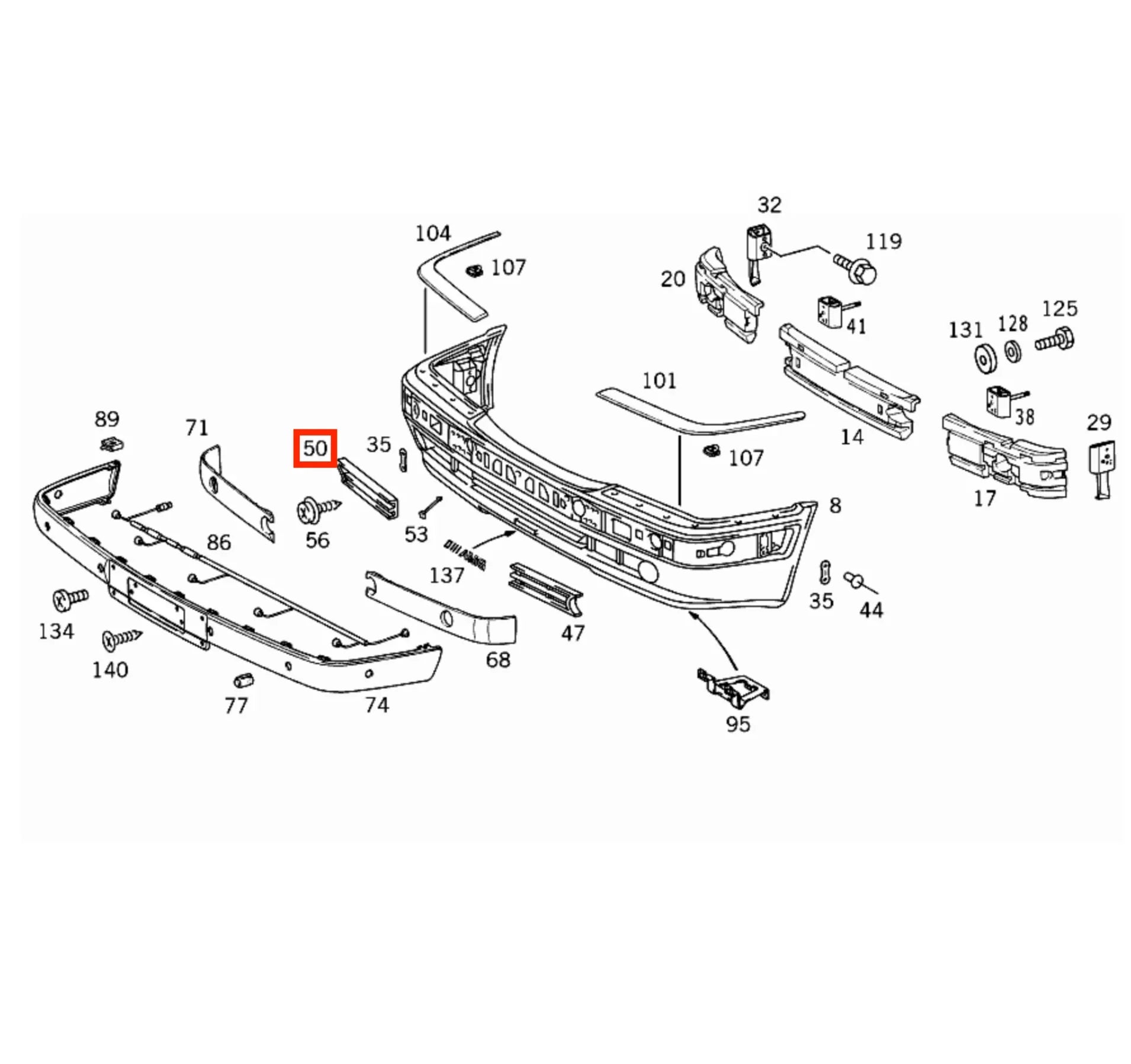 Cache Crochet de Remorquage Avant pour Mercedes Classe E W210 (1996-2002) - Revvo