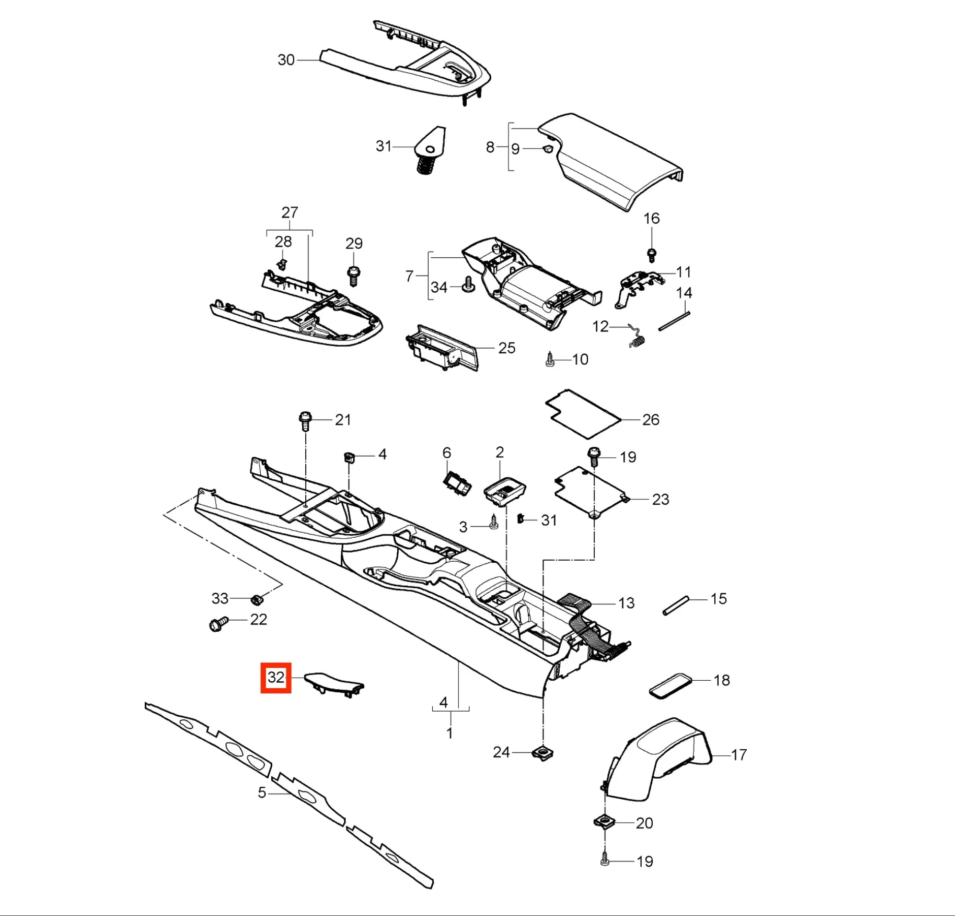Cache Levier de Frein à Main pour Porsche 997 et 987 - Revvo