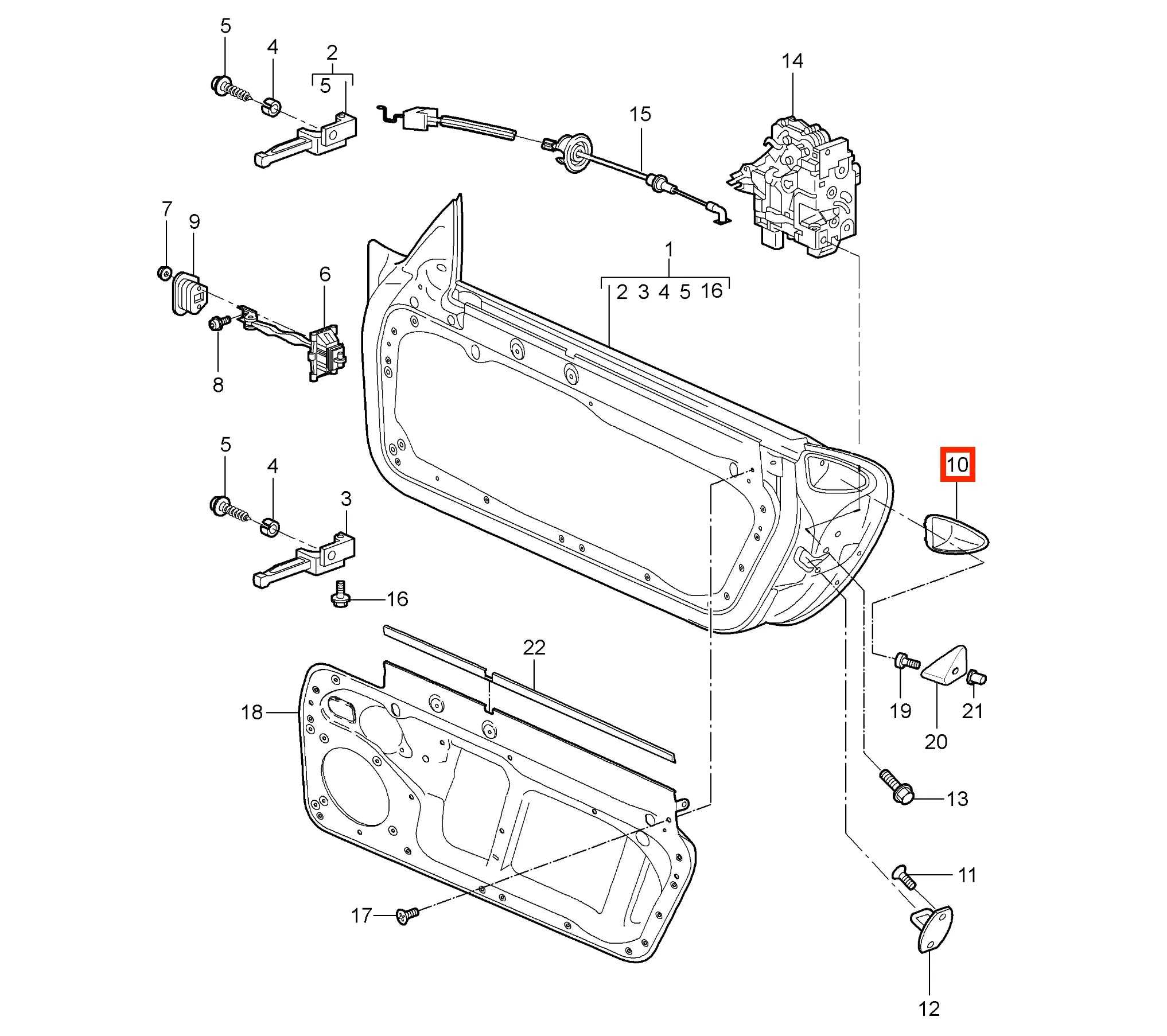 Cache Supérieur de Serrure de Porte pour Porsche 911 997 et Boxster / Cayman 987 - Revvo