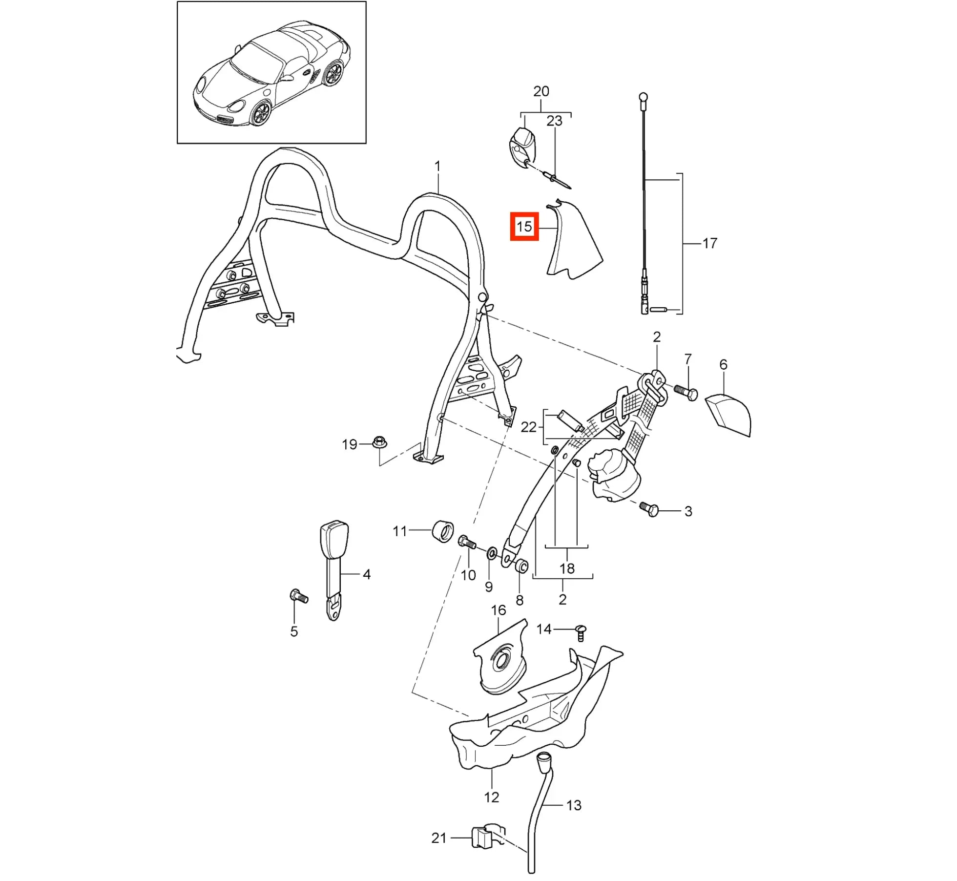 Cache Arceau de Sécurité pour Porsche Boxster 987 - Revvo
