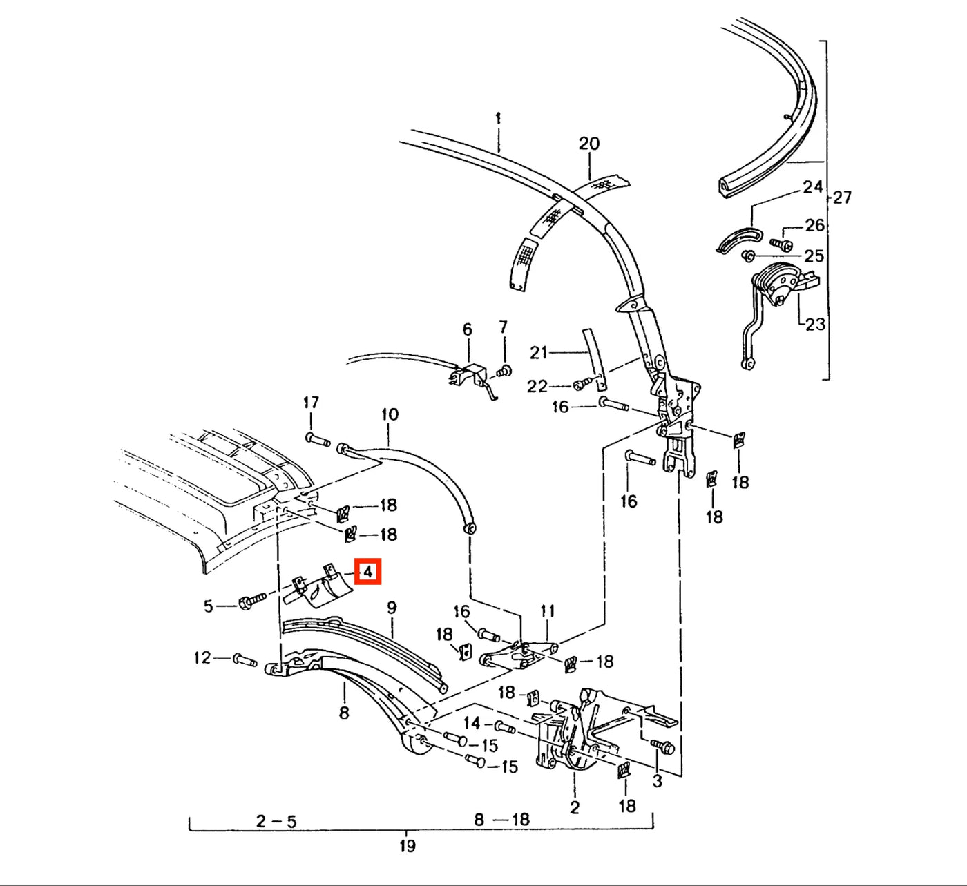 Volet de Capote pour Porsche Boxster 986 - Gauche ou Droit - Revvo