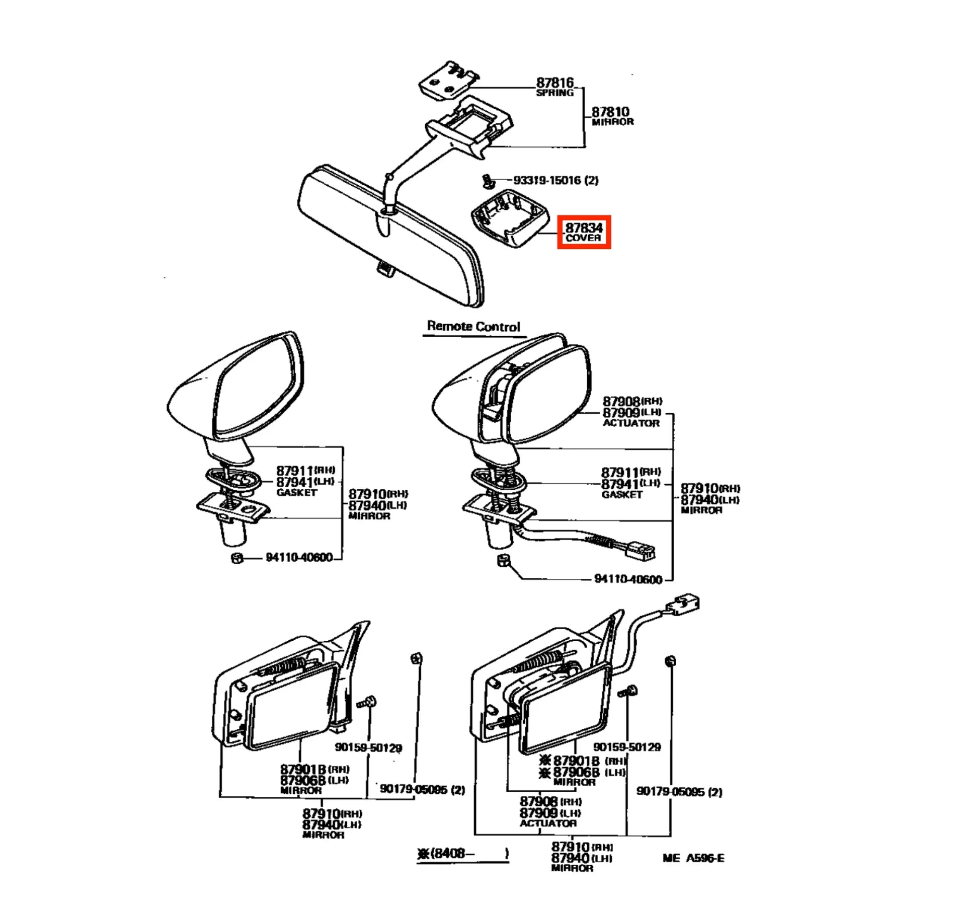 Cache Rétroviseur Intérieur pour Toyota MR2 (AW11) et Celica (A60) - Revvo