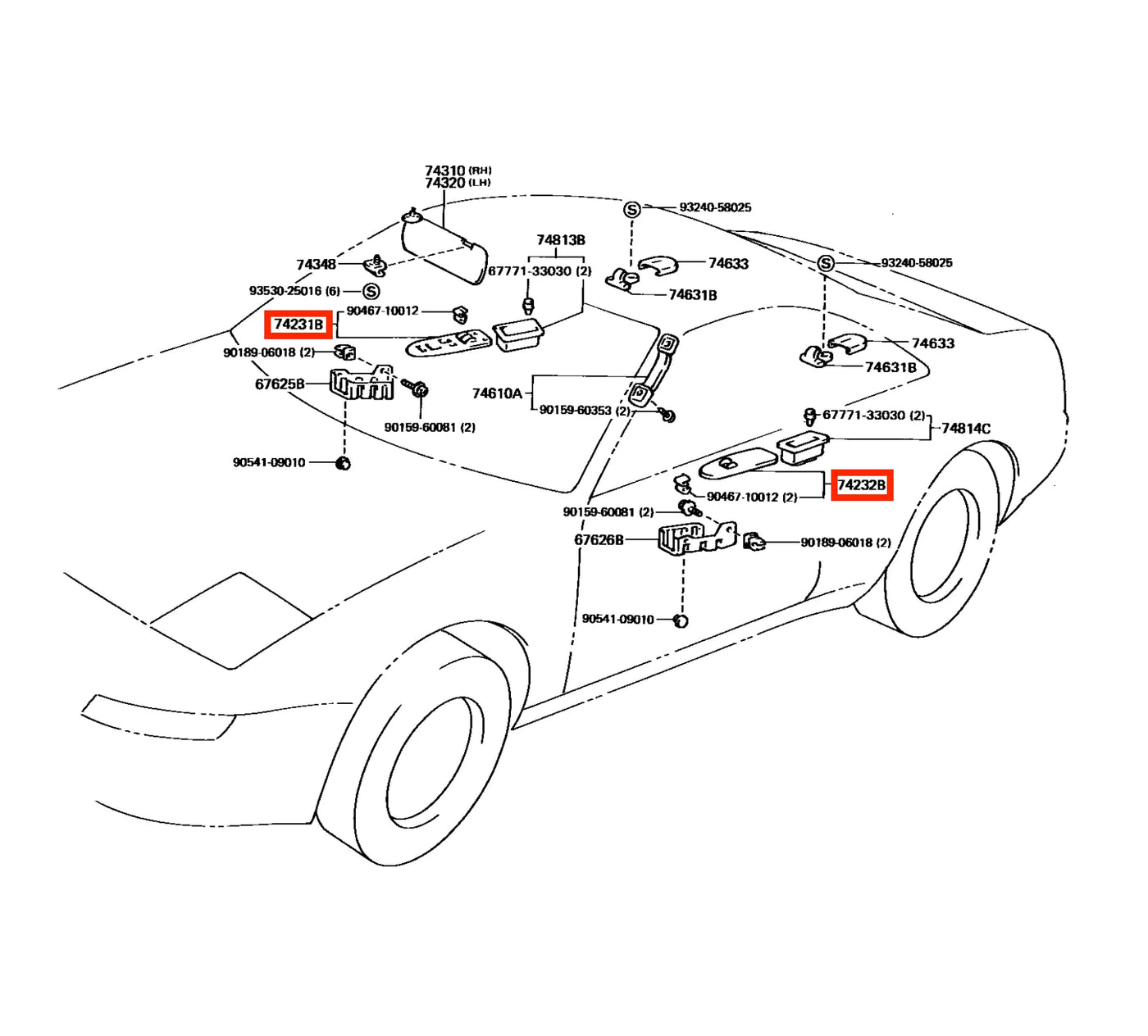 Garniture de Panneau Commande de Vitre pour Toyota MR2 (1989-1999) - Revvo