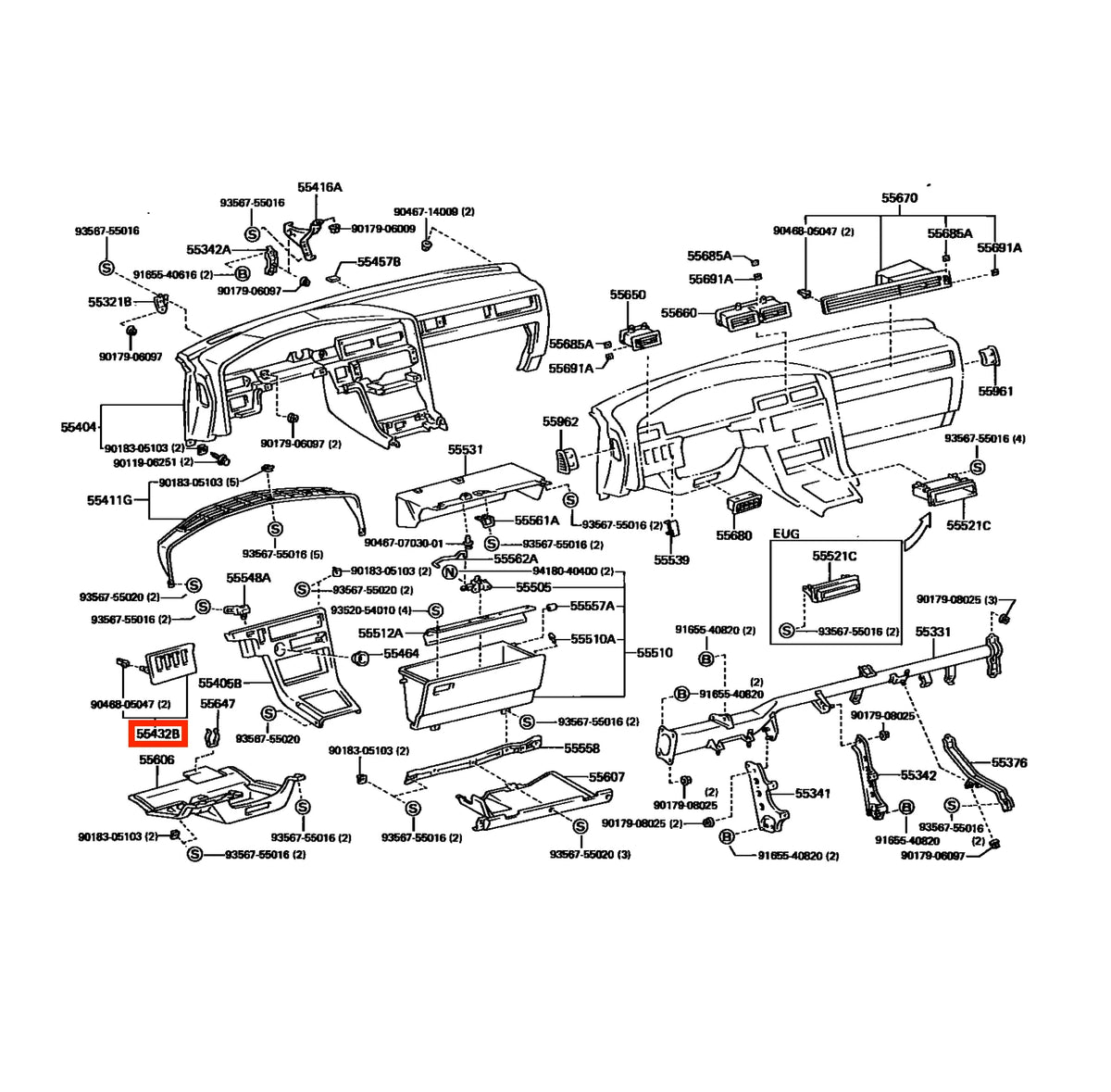 Panneau Boutons Tableau de Bord pour Toyota Supra A70 (1986-1993) - Revvo