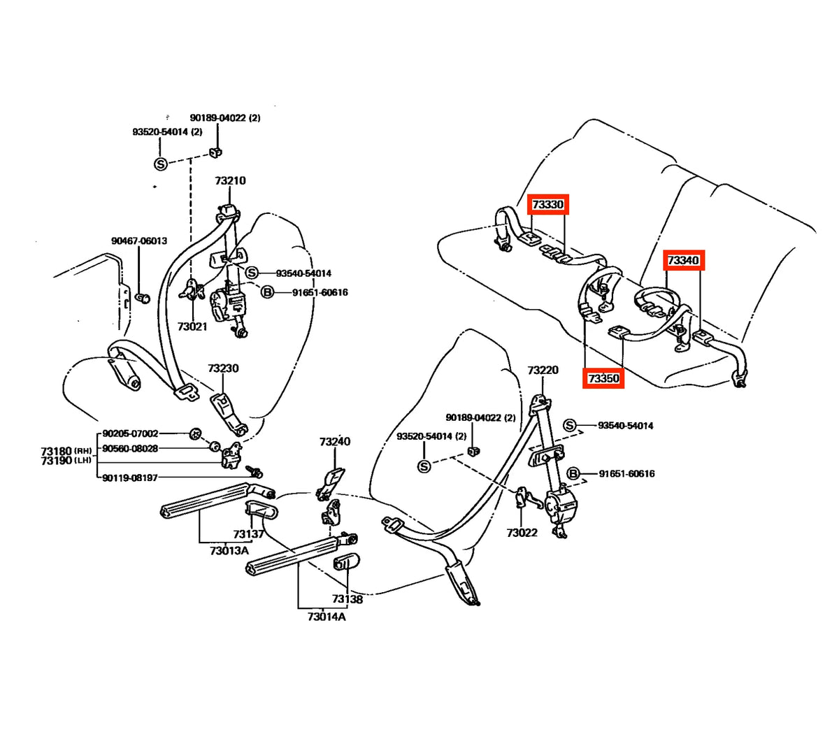Boucle de Ceinture de Sécurité Arrière pour Toyota Supra A70 (1986-1993) - Revvo