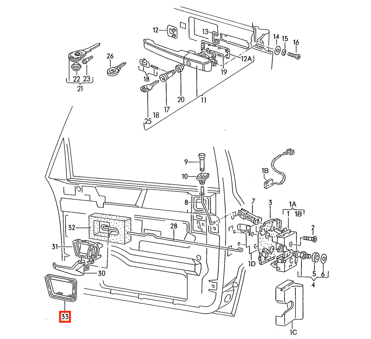 Cadre Poignée de Porte Intérieure pour Volkswagen Corrado (1988-1995)