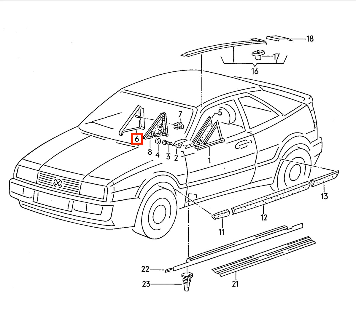 Garniture Intérieure de Rétroviseur pour Volkswagen Corrado (1988-1995)