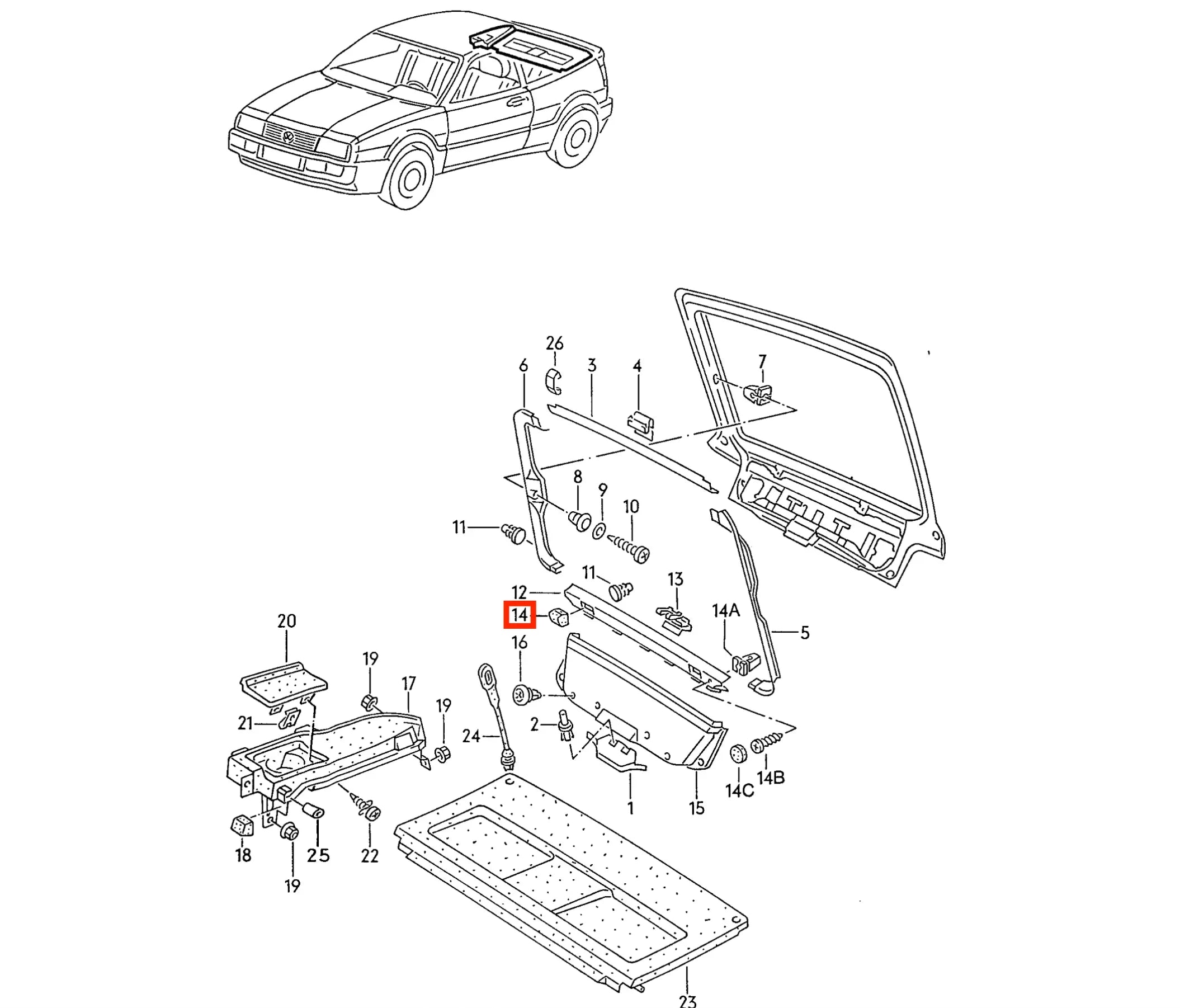Butée de Tablette Arrière pour Volkswagen Corrado - Revvo