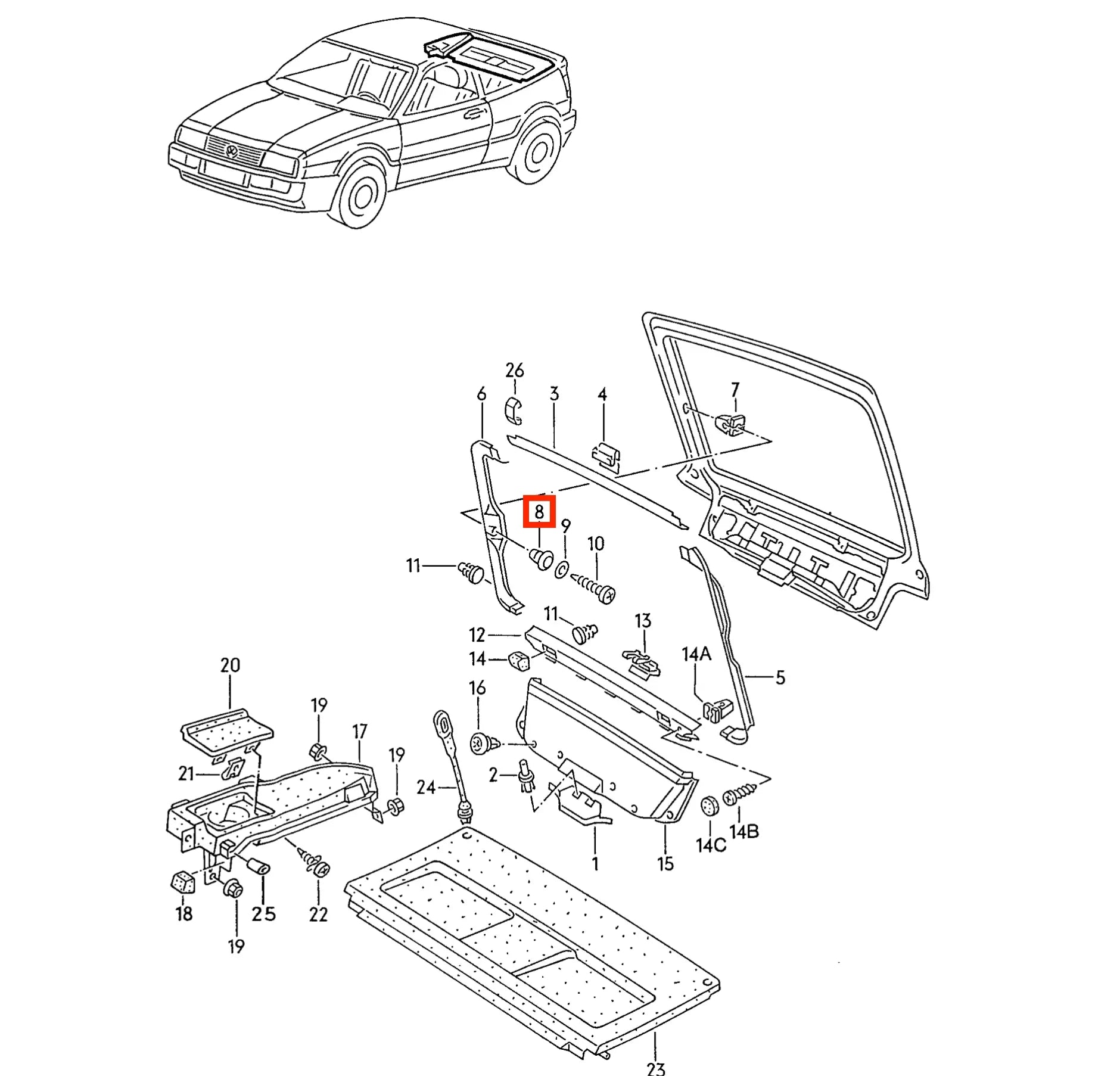 Crochet pour Sangle de Tablette Arrière pour Volkswagen Corrado (1989-1995) - Revvo