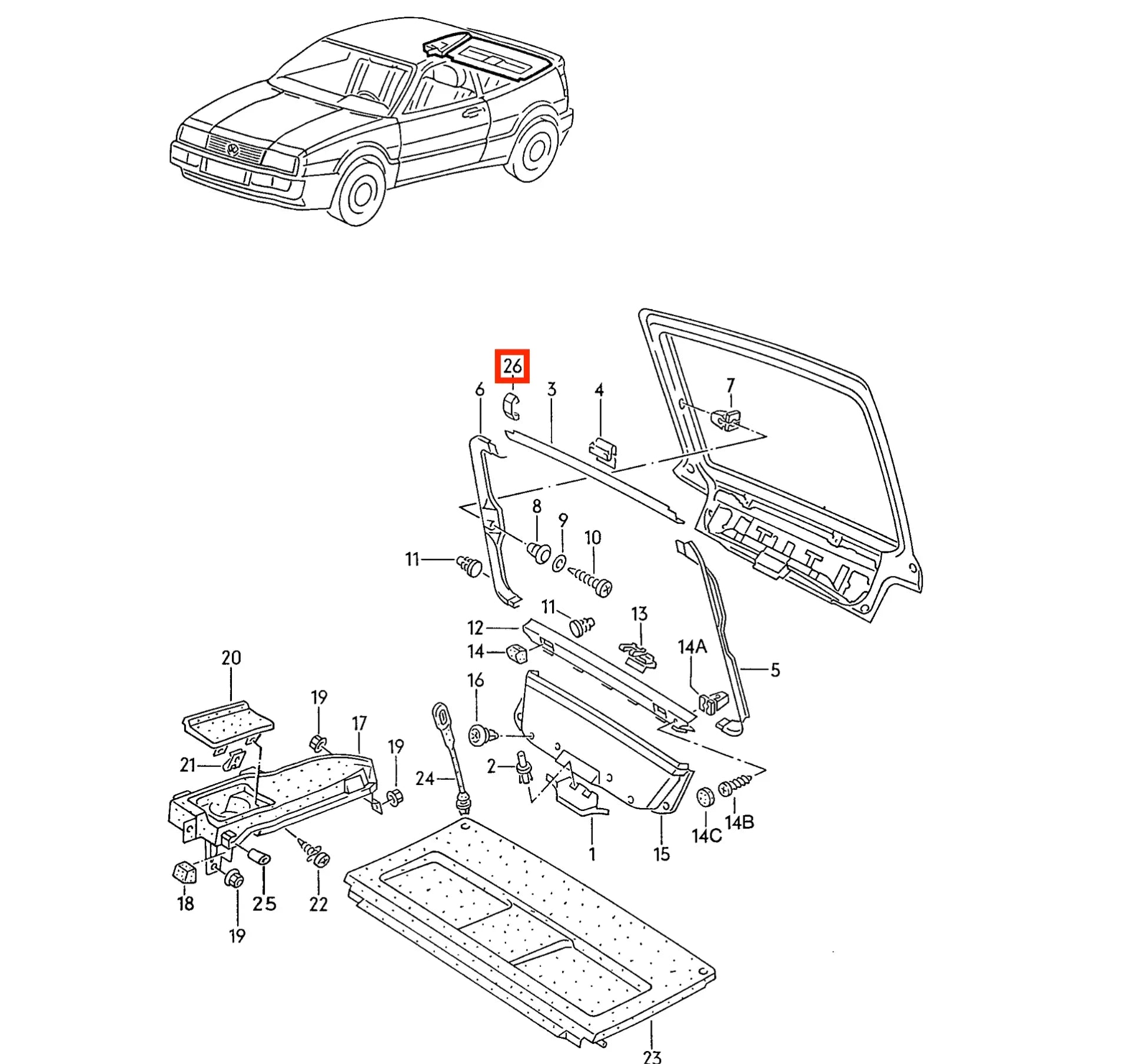 Cache pour Garniture de Hayon pour Volkswagen Corrado (1989-1995) - Revvo