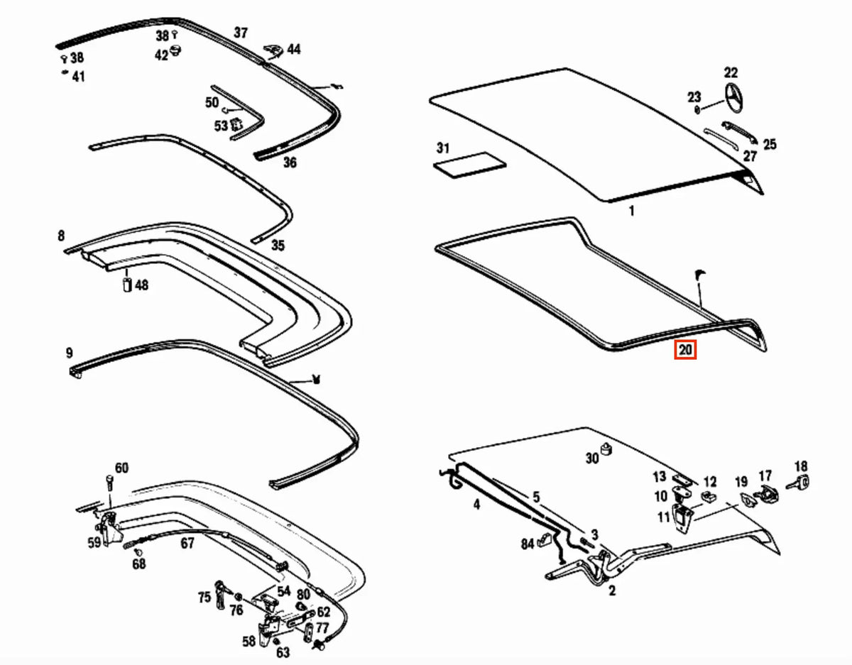 Joint de Coffre pour Mercedes SL Pagode W113 (1963-1971)