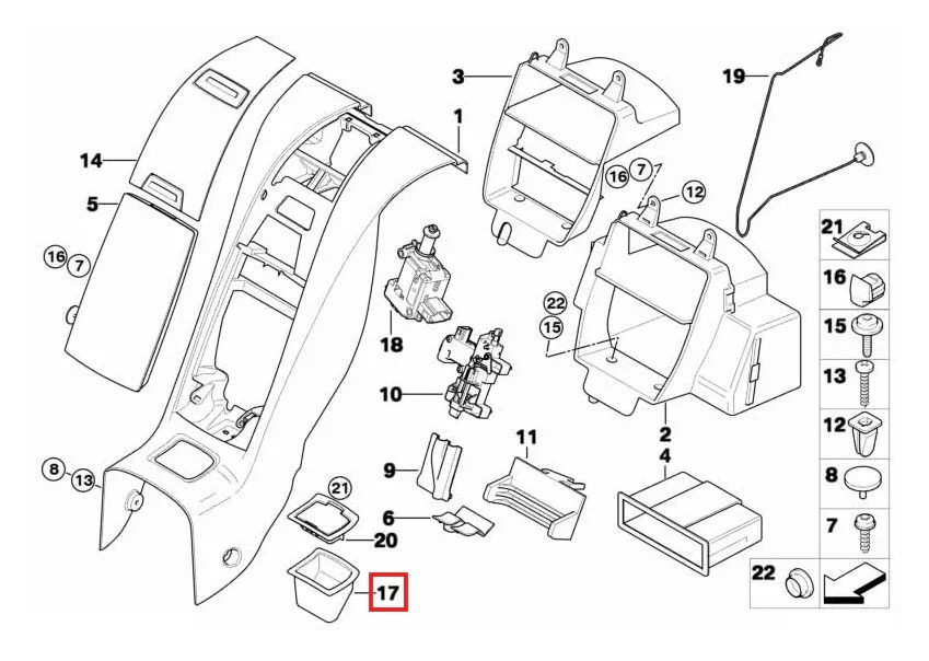 Bac de Rangement de Console Centrale Arrière pour BMW Z4 E85 / E86 (2002-2008) - Revvo