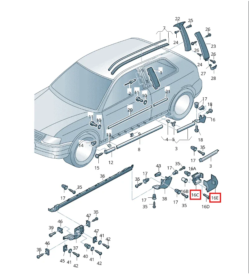 Cache Garde-Boue Arrière pour Audi A3 8L - Revvo