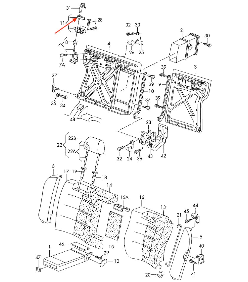 Poignée Déverrouillage Siège Arrière - Audi A4 B5 - Revvo