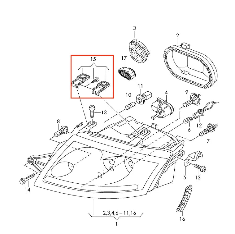 Kit Réparation Support de Phare - Audi TT 1 - Revvo