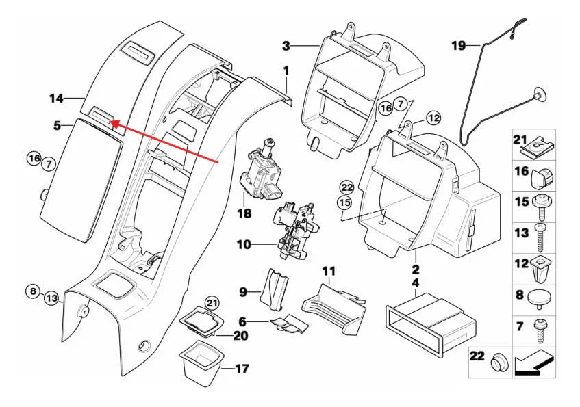 Petit Cache Rangement Central Arrière pour BMW Z4 E85 - Revvo