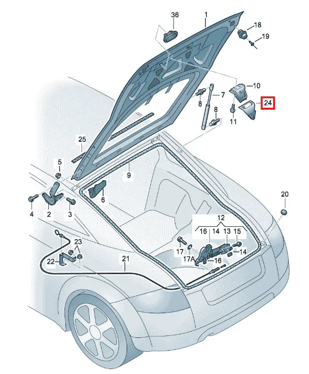 Cache Serrure de Coffre pour Audi TT 1 (1999-2006) - Revvo
